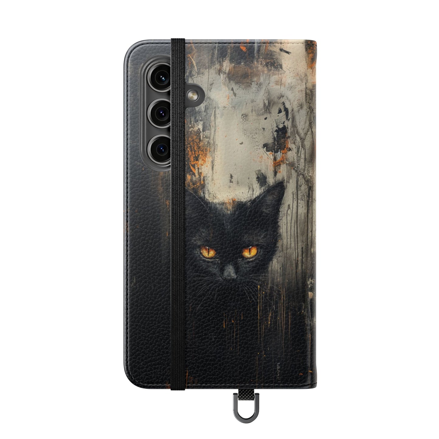 Black Cat Shadow Gaze - Wallet Flip Case