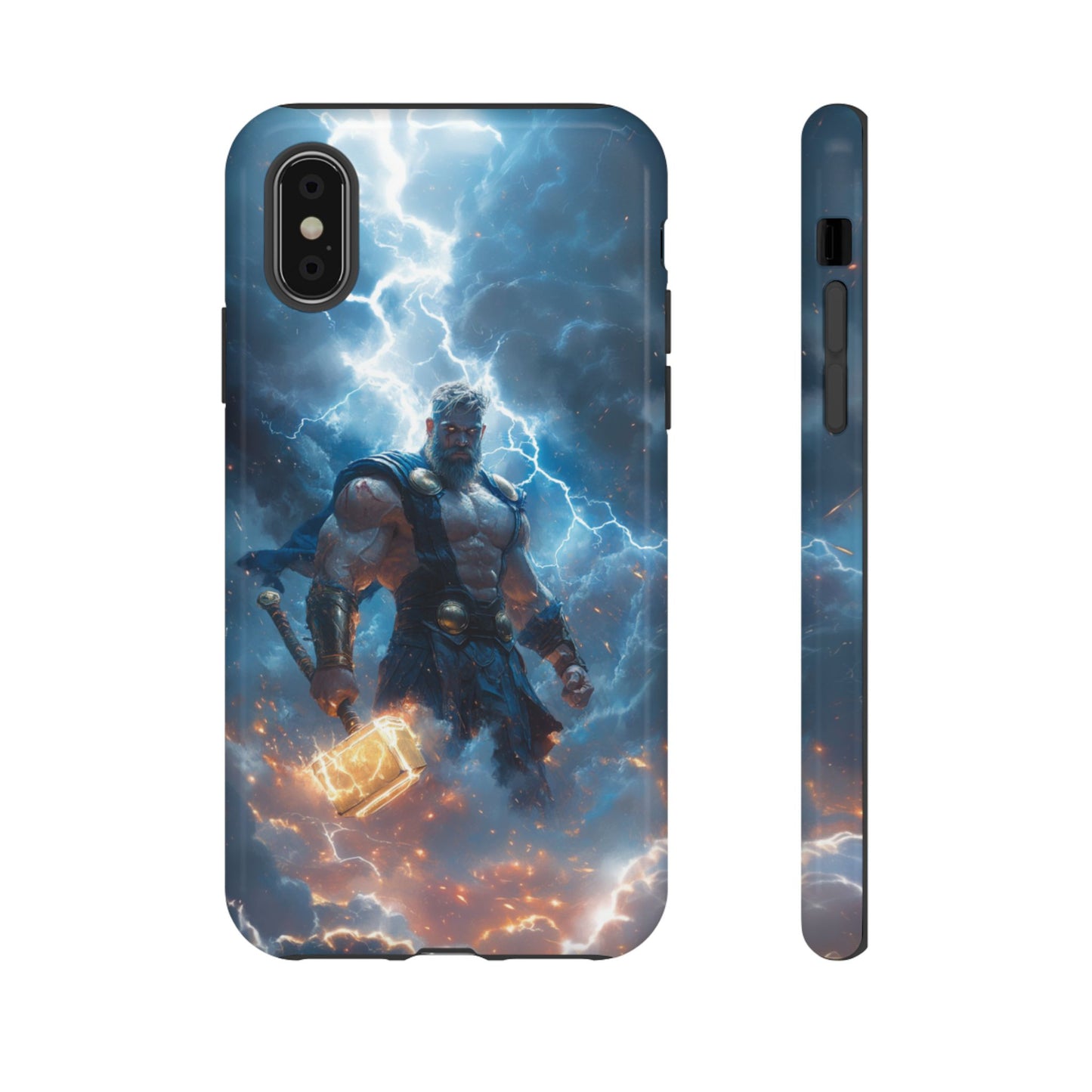 Thunderous Might: Thor Wielding Mjölnir Phone Case - iPhone, Google Pixel, Samsung