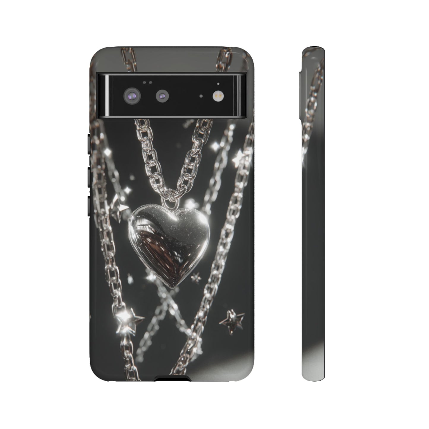 Silver Heart Chains - Tough Google Pixel Case