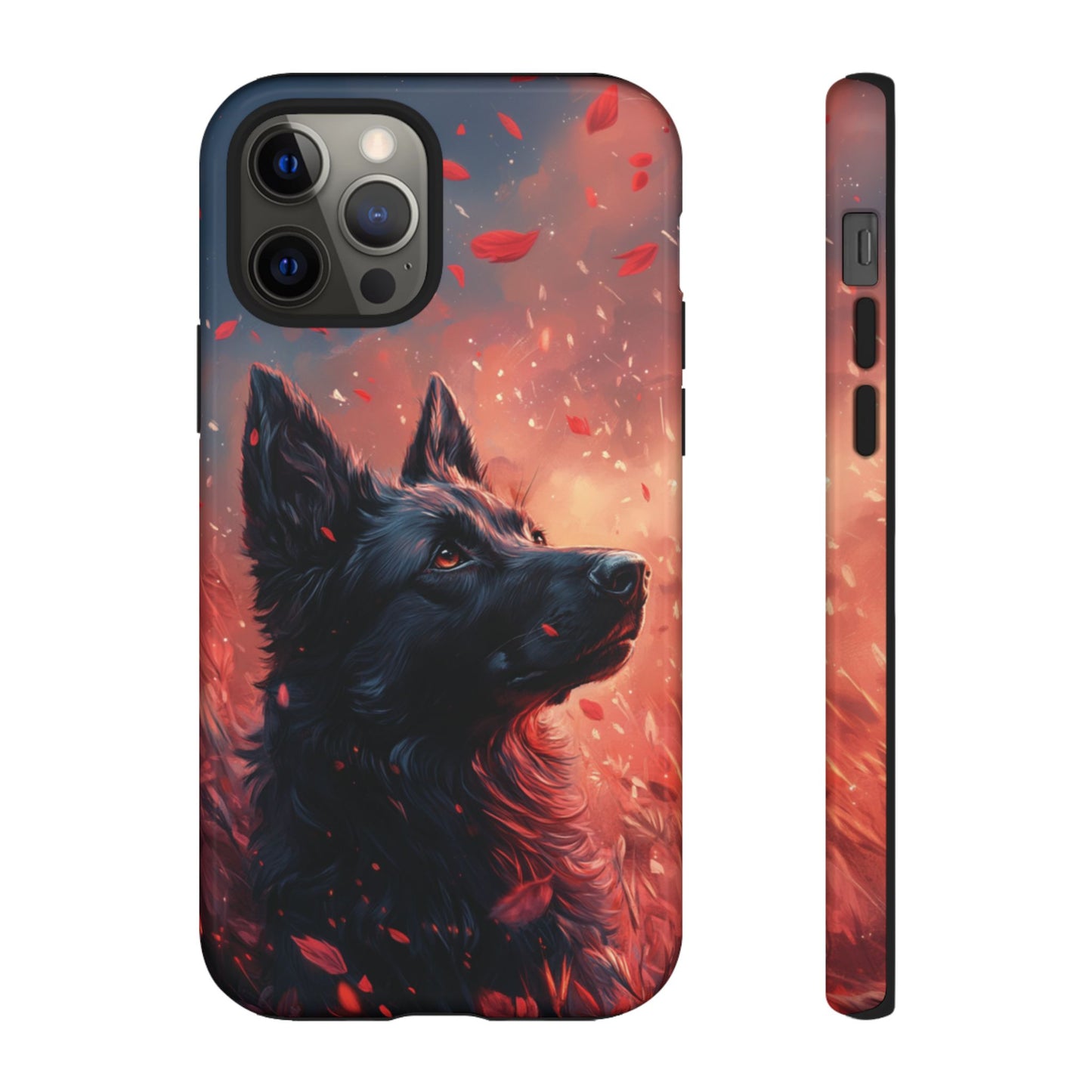 Graceful Canine in Falling Petals Phone Case – iPhone, Google Pixel, Samsung Galaxy