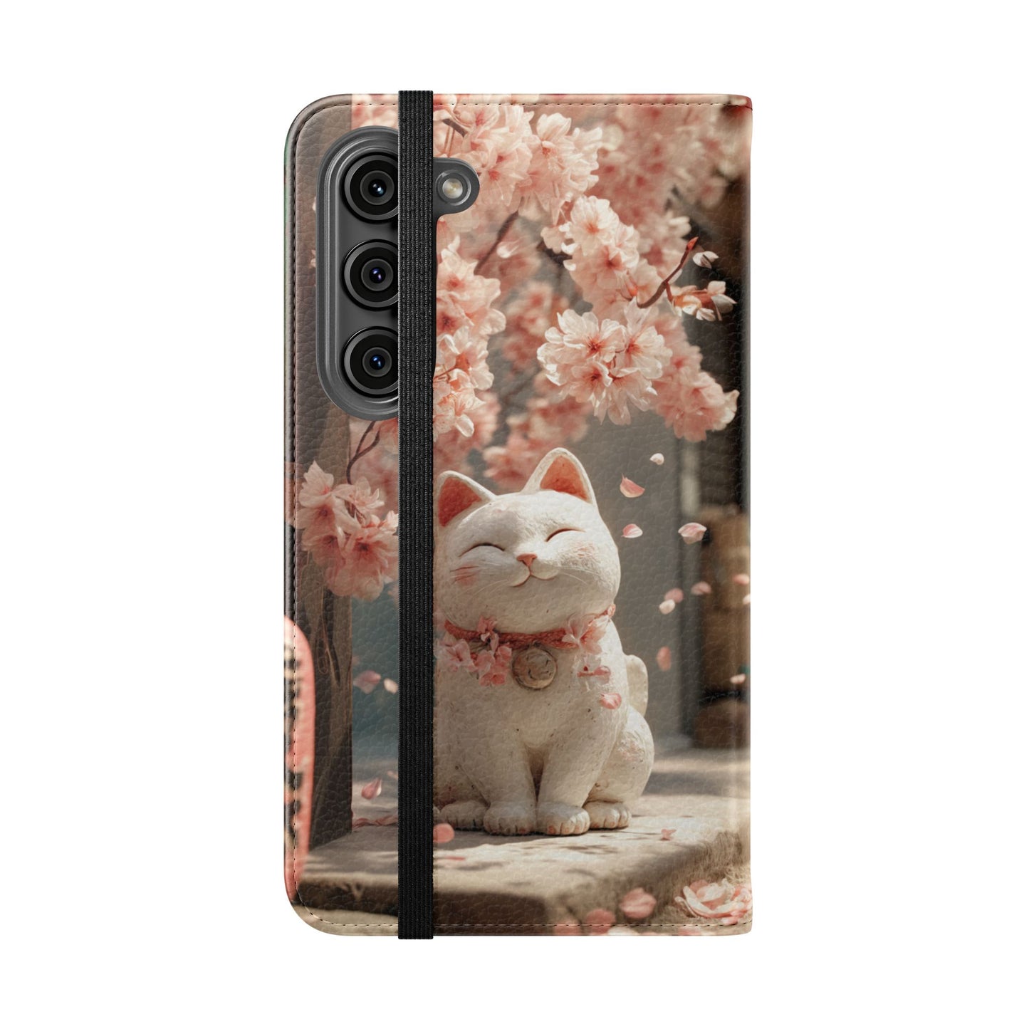 Sakura Lucky Cat - Wallet Flip Case