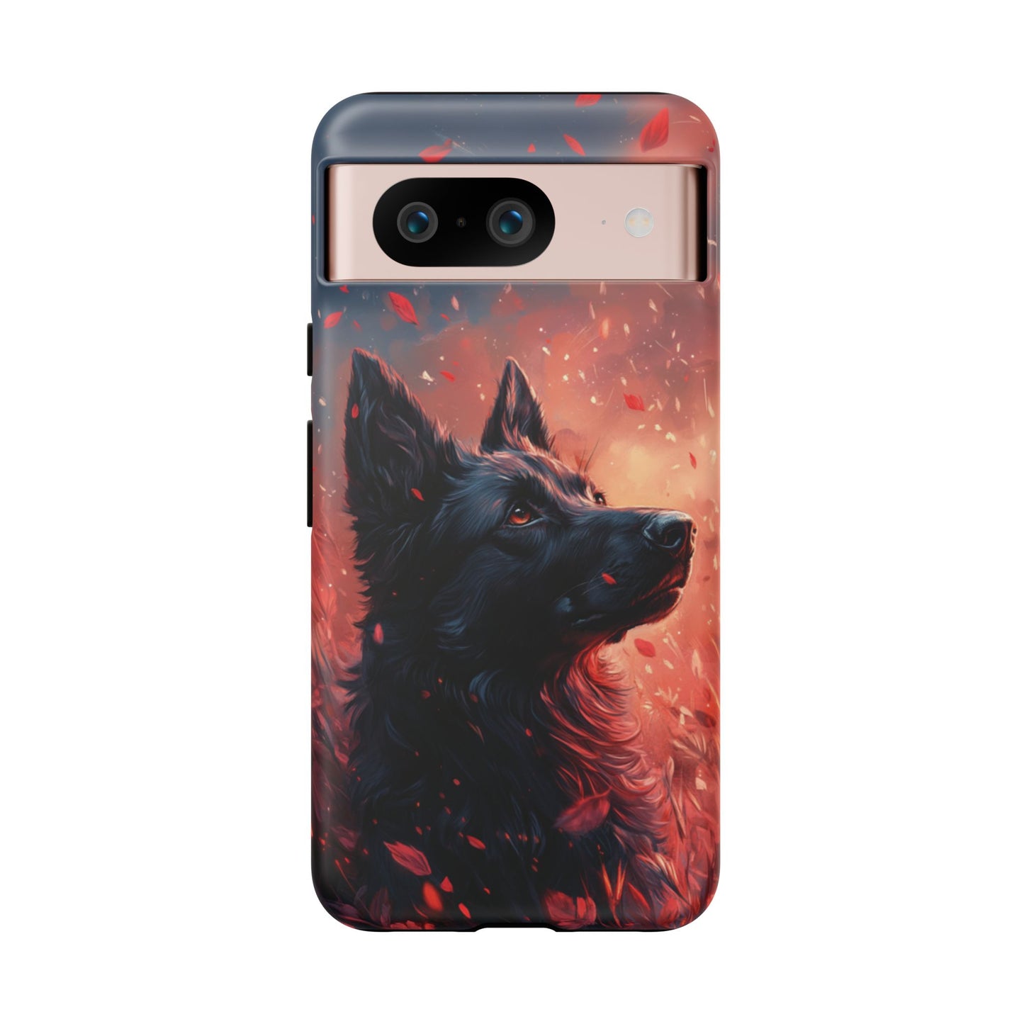 Graceful Canine in Falling Petals Phone Case – iPhone, Google Pixel, Samsung Galaxy