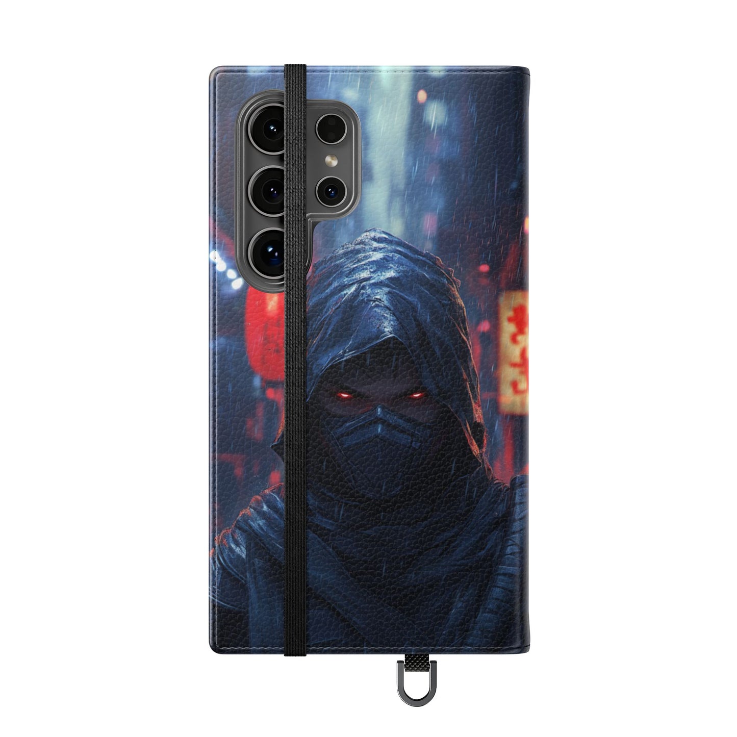 Cyberpunk Ninja Red Eyes Rain - Wallet Flip Case