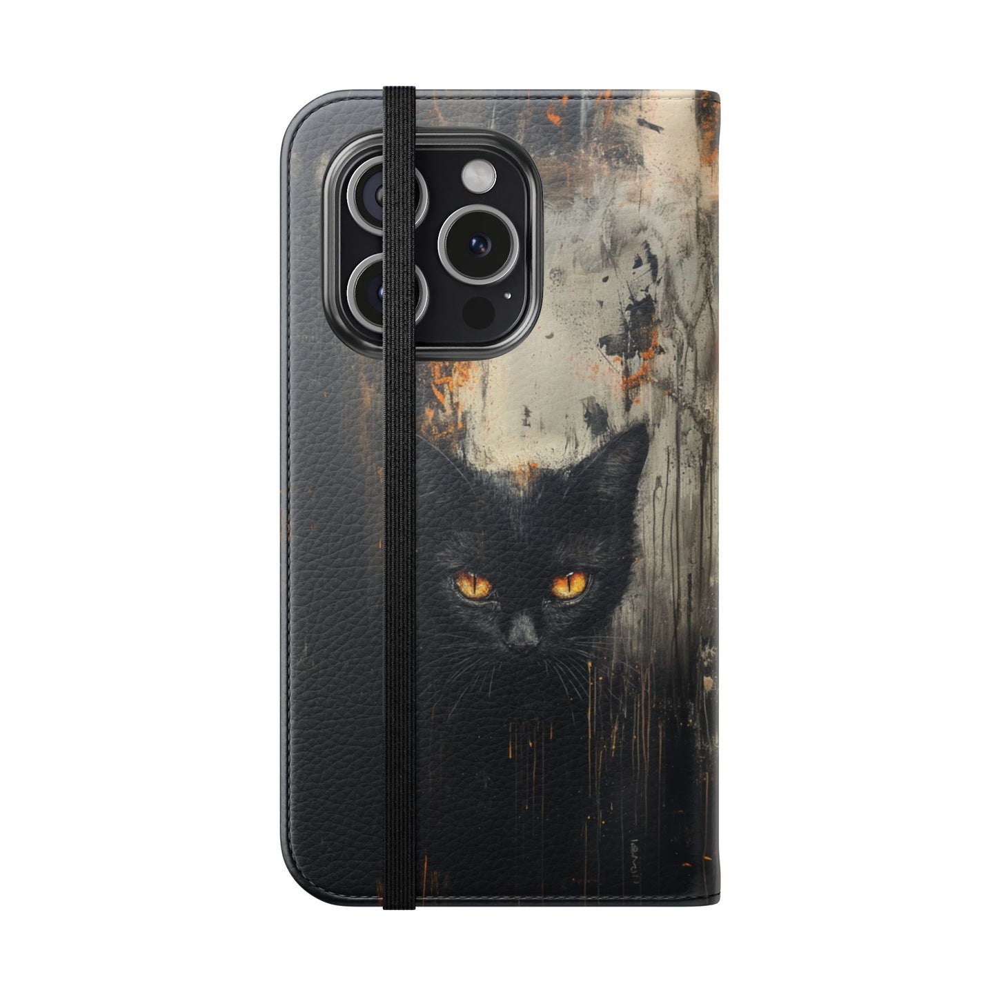 Black Cat Shadow Gaze - Wallet Flip Case