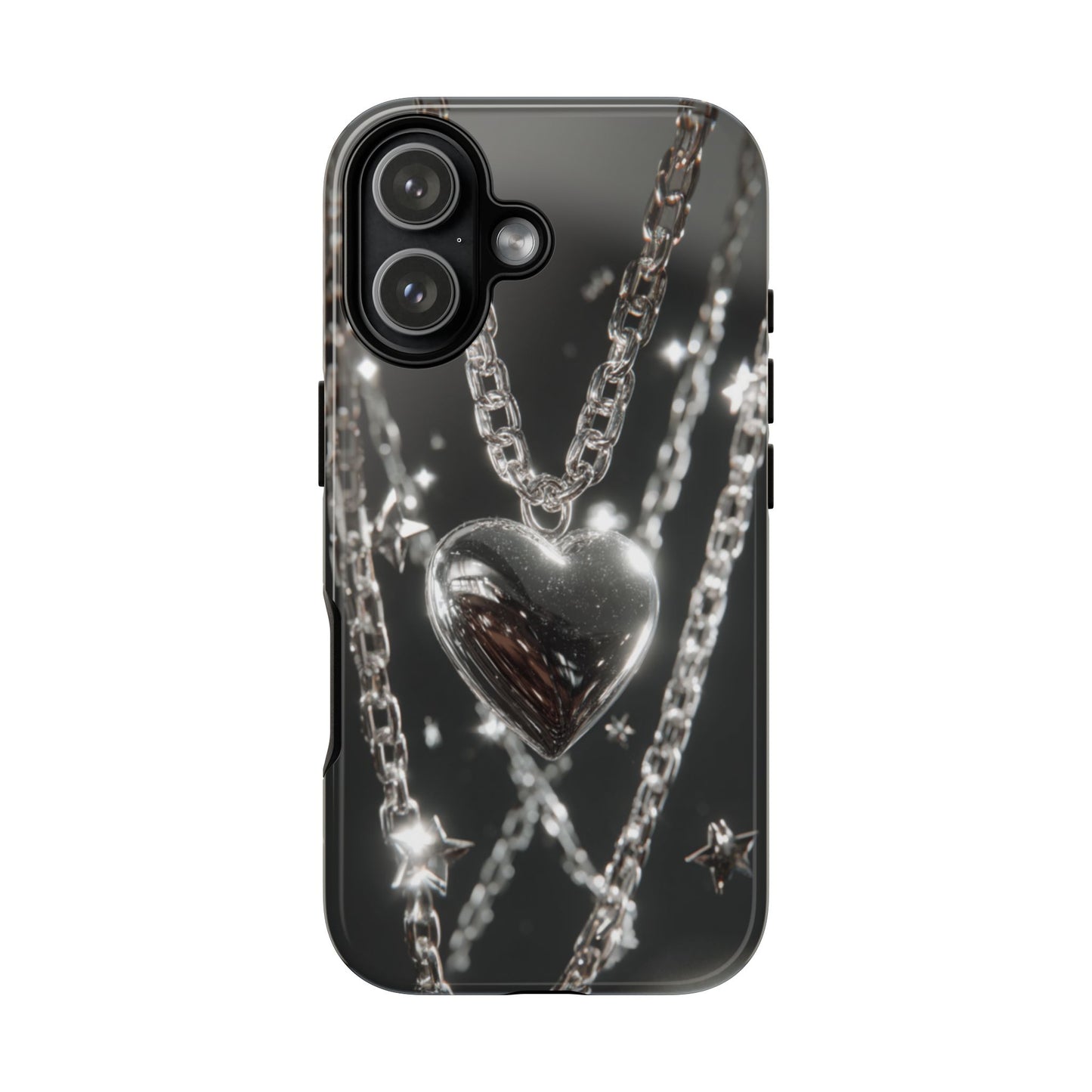 Silver Heart Chains - Tough iPhone Case