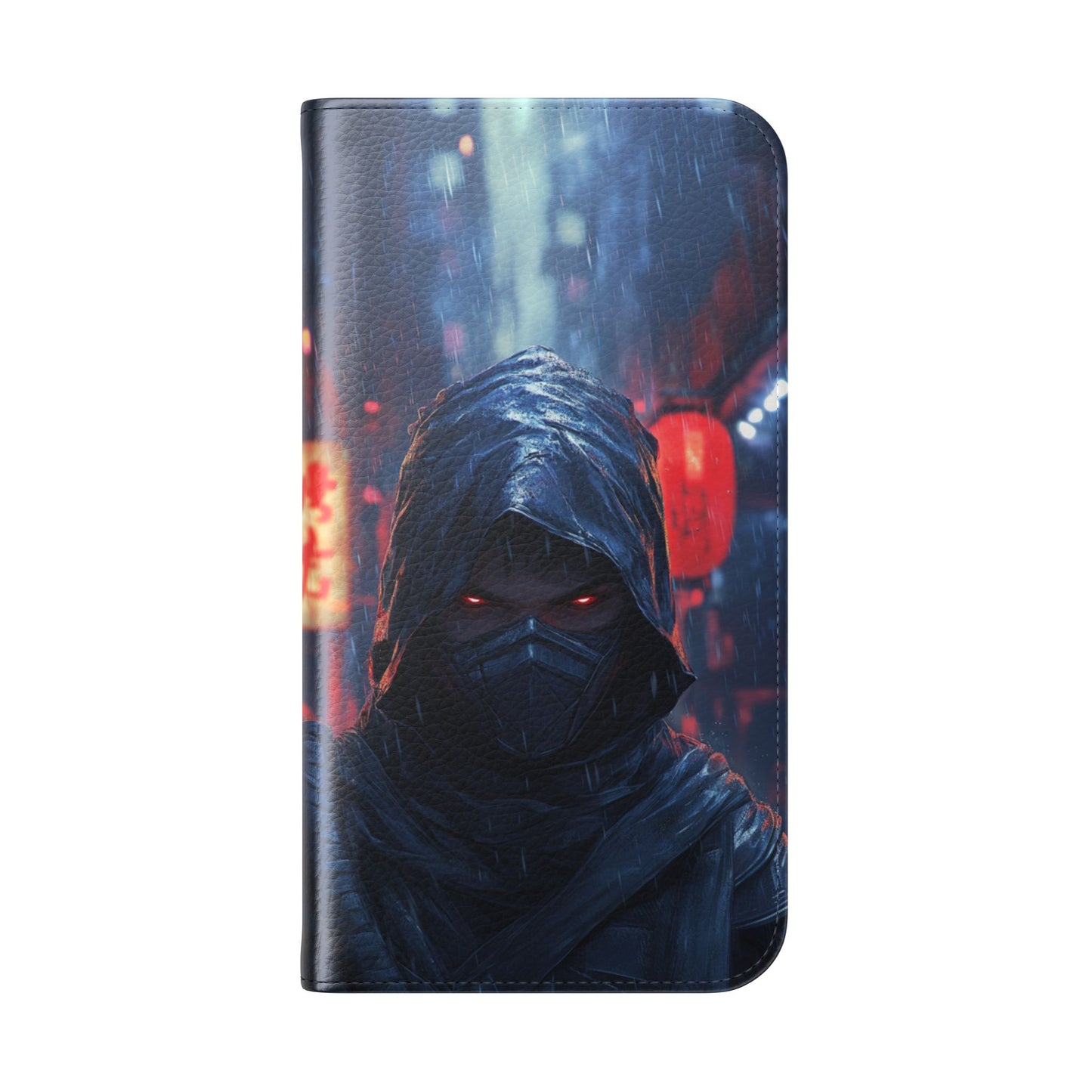 Cyberpunk Ninja Red Eyes Rain - Wallet Flip Case