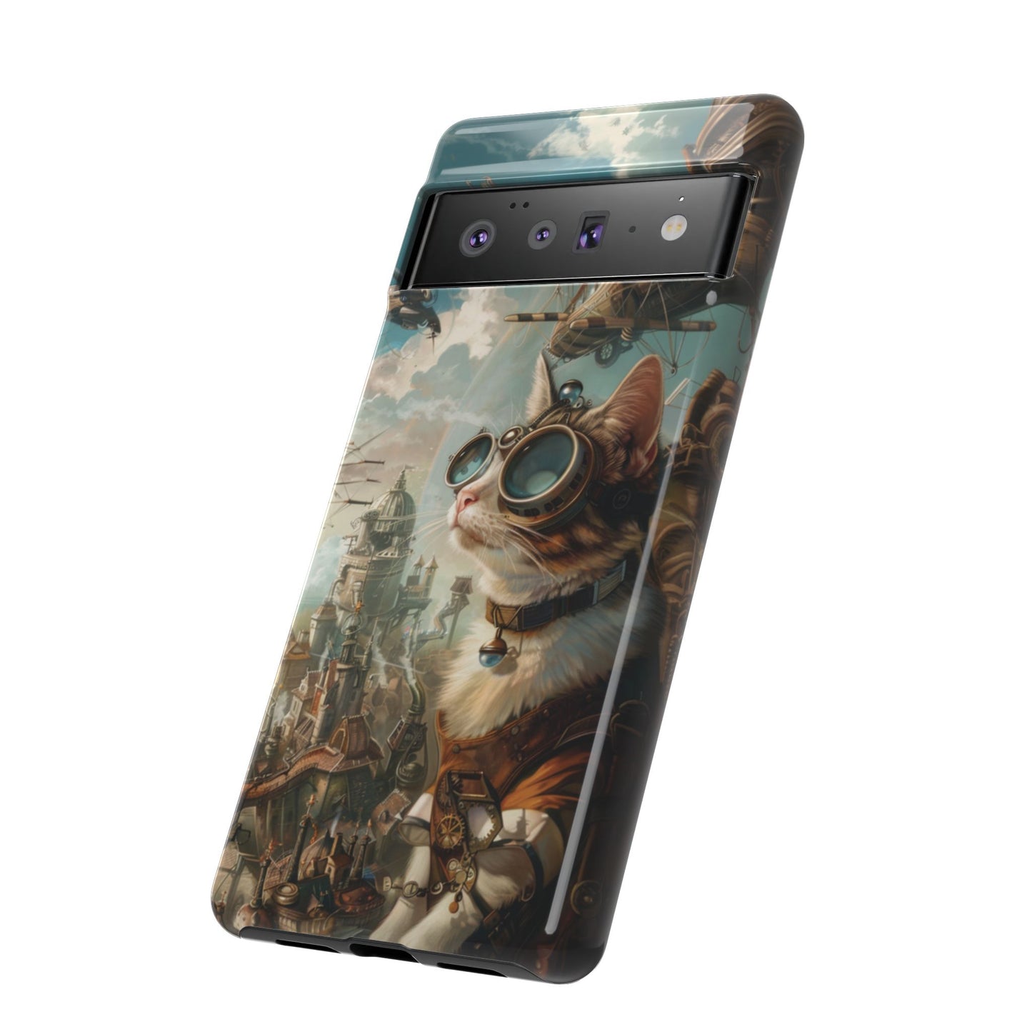 Steampunk Cat Adventurer - iPhone, Google Pixel, Samsung Galaxy