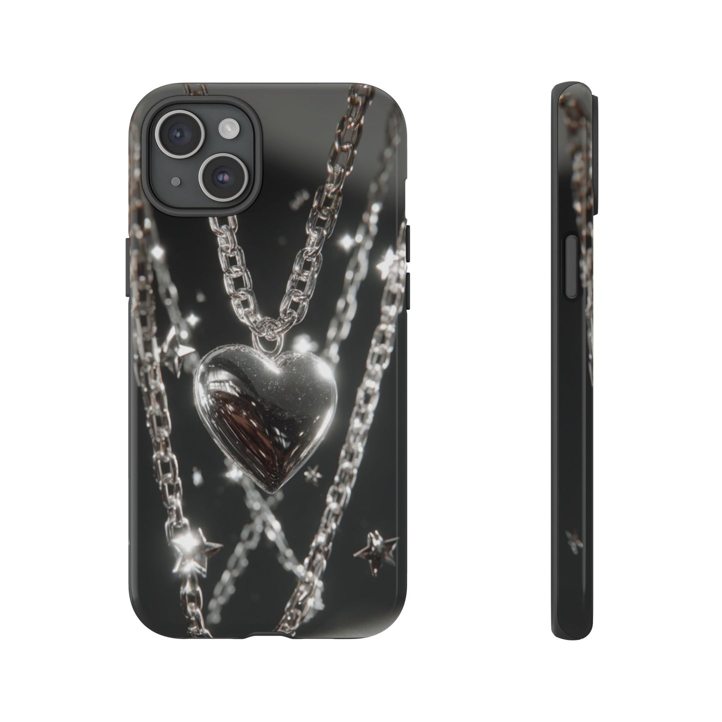 Silver Heart Chains - Tough iPhone Case