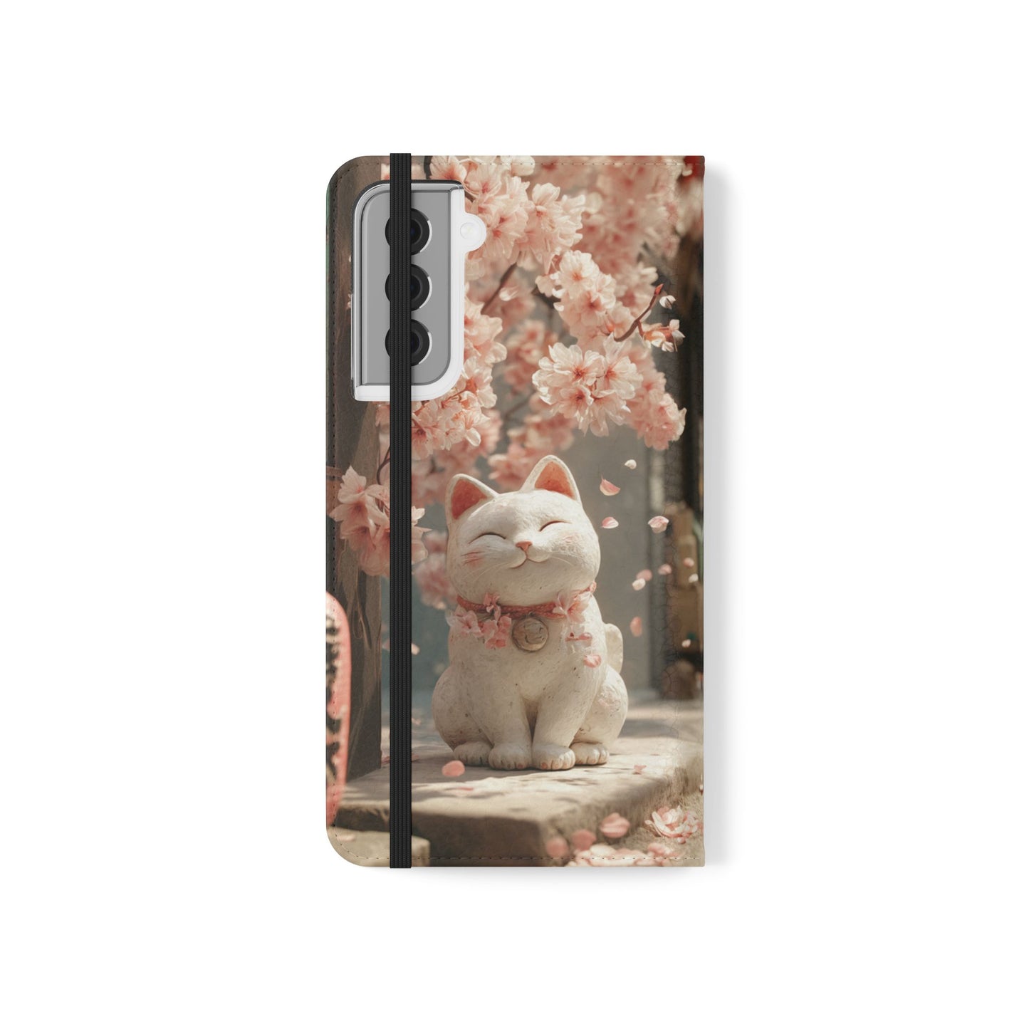 Sakura Lucky Cat - Wallet Flip Case