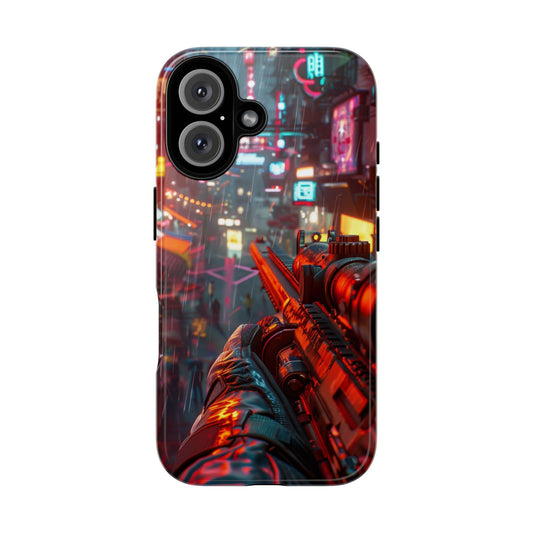 Neon Rain Sniper – Tough iPhone Case