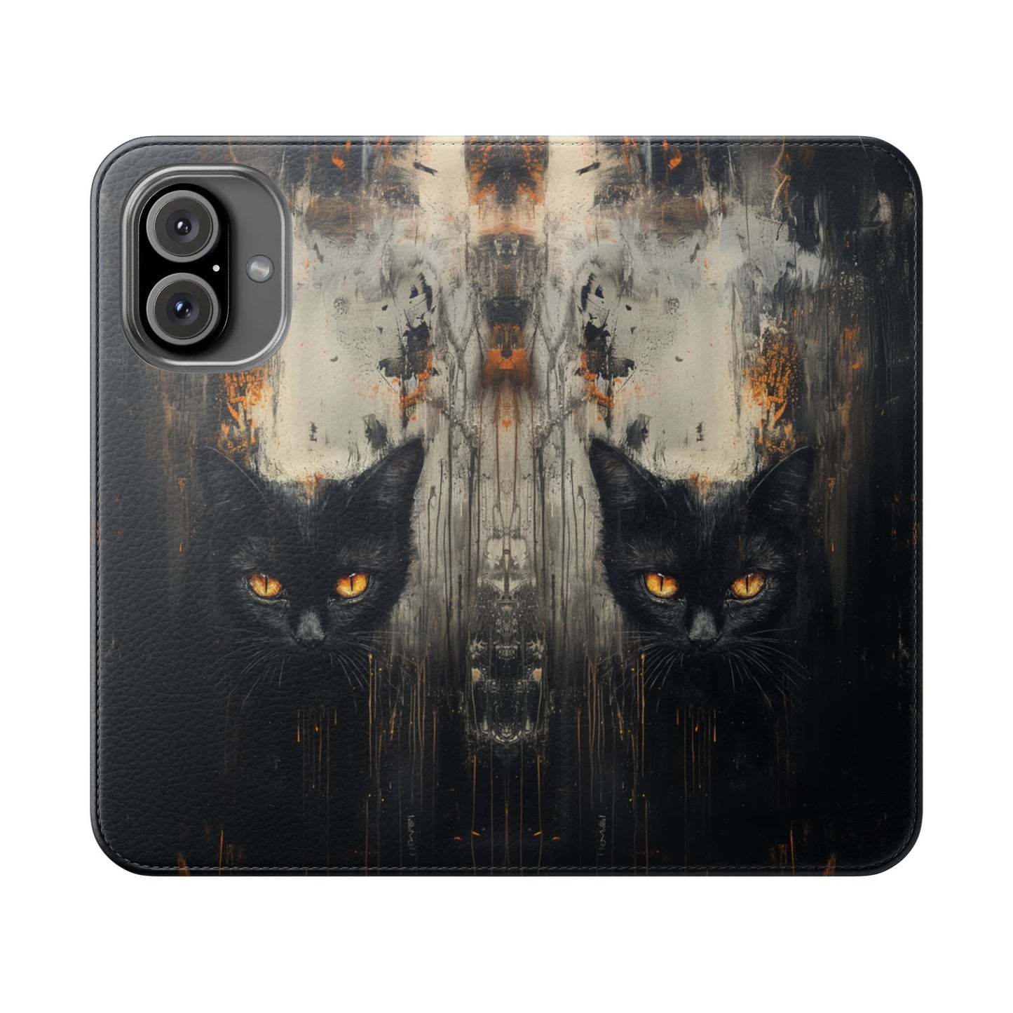 Black Cat Shadow Gaze - Wallet Flip Case
