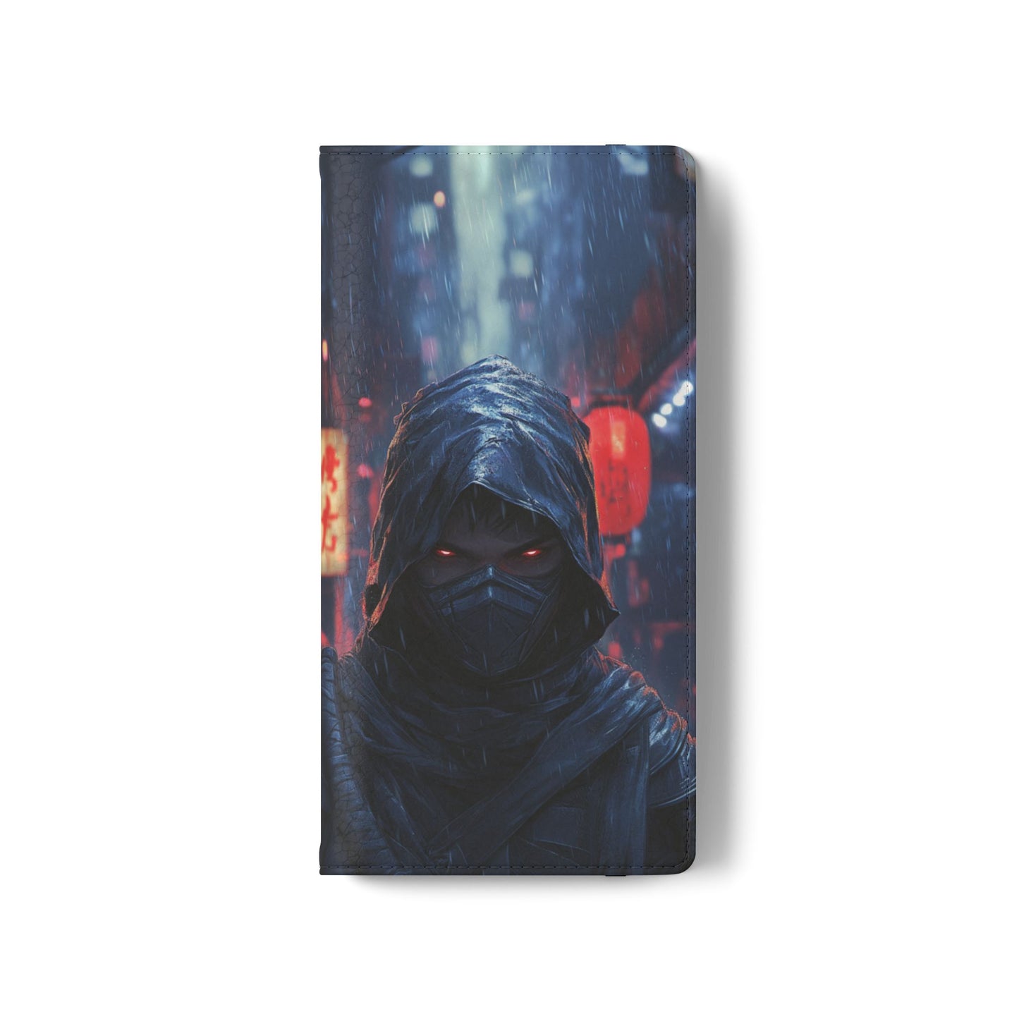 Cyberpunk Ninja Red Eyes Rain - Wallet Flip Case