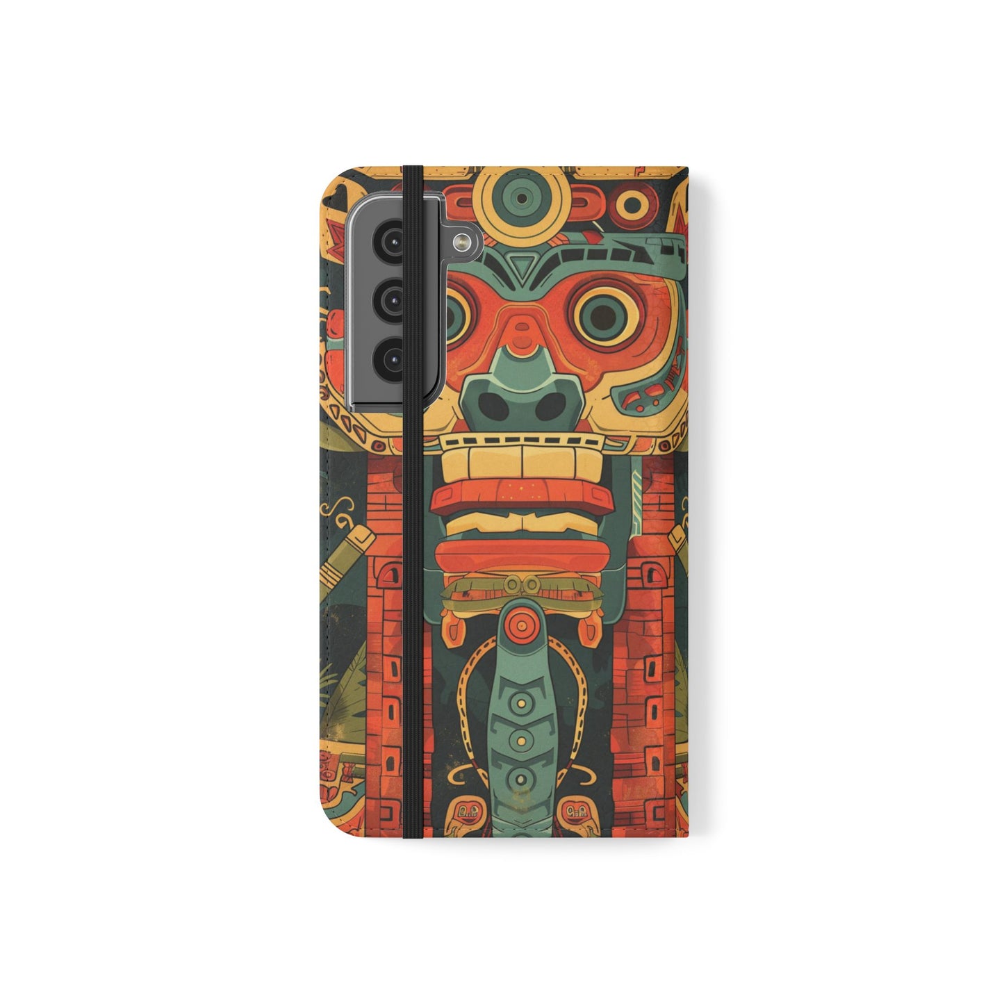 Aztec Totem Mask - Wallet Flip Case