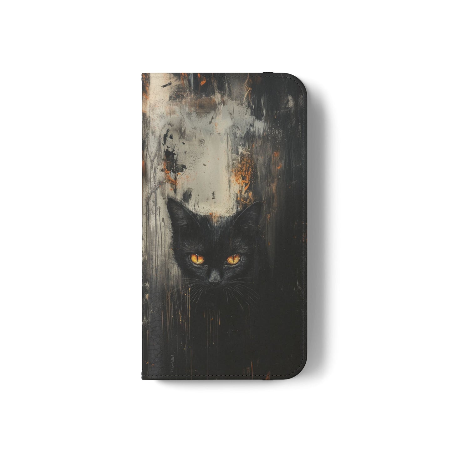 Black Cat Shadow Gaze - Wallet Flip Case