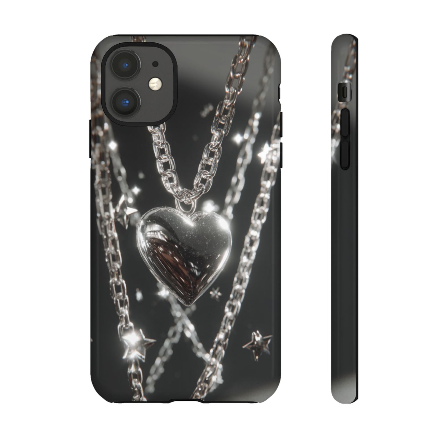 Silver Heart Chains - Tough iPhone Case