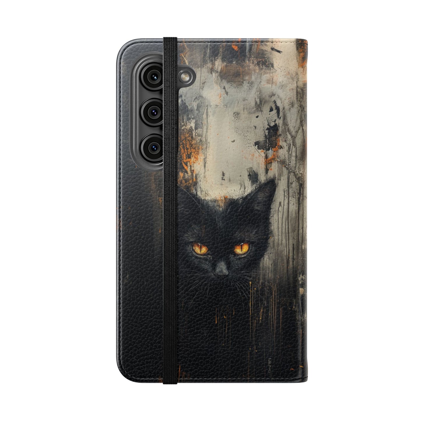Black Cat Shadow Gaze - Wallet Flip Case
