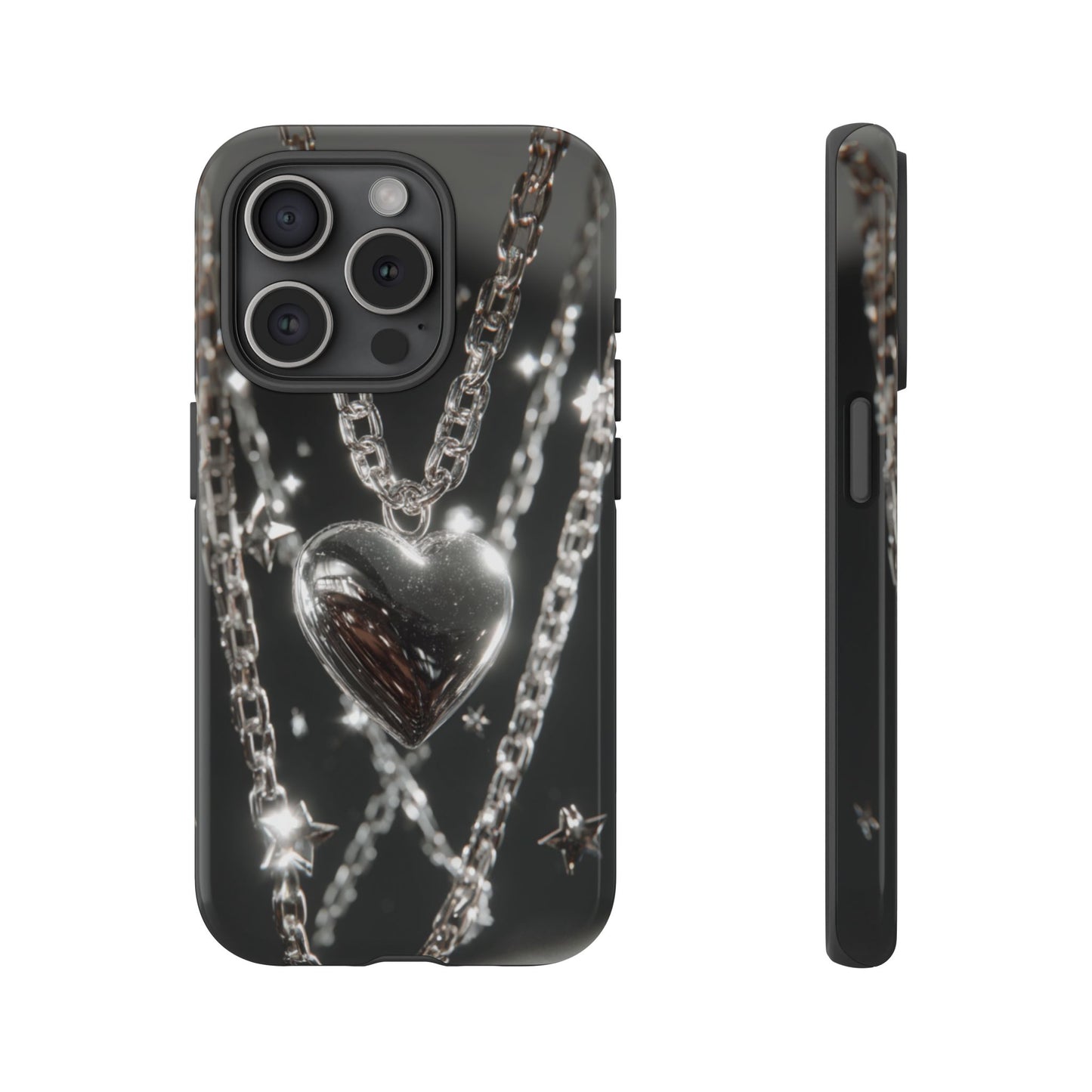 Silver Heart Chains - Tough iPhone Case
