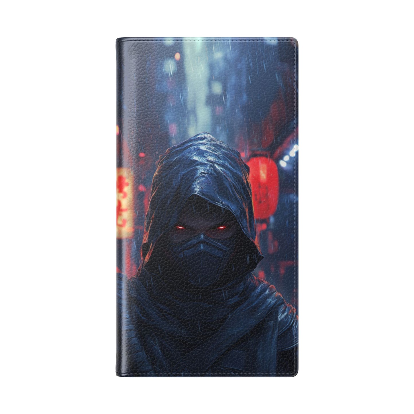 Cyberpunk Ninja Red Eyes Rain - Wallet Flip Case