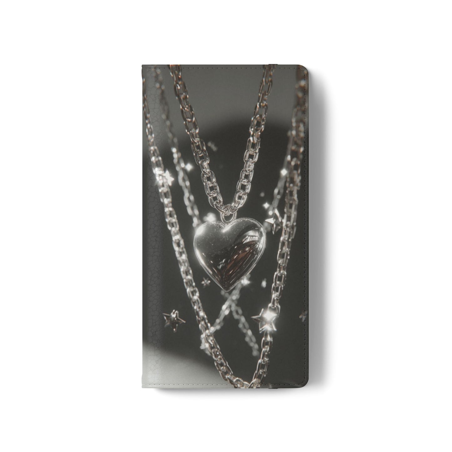 Silver Heart Chains - Wallet Flip Case