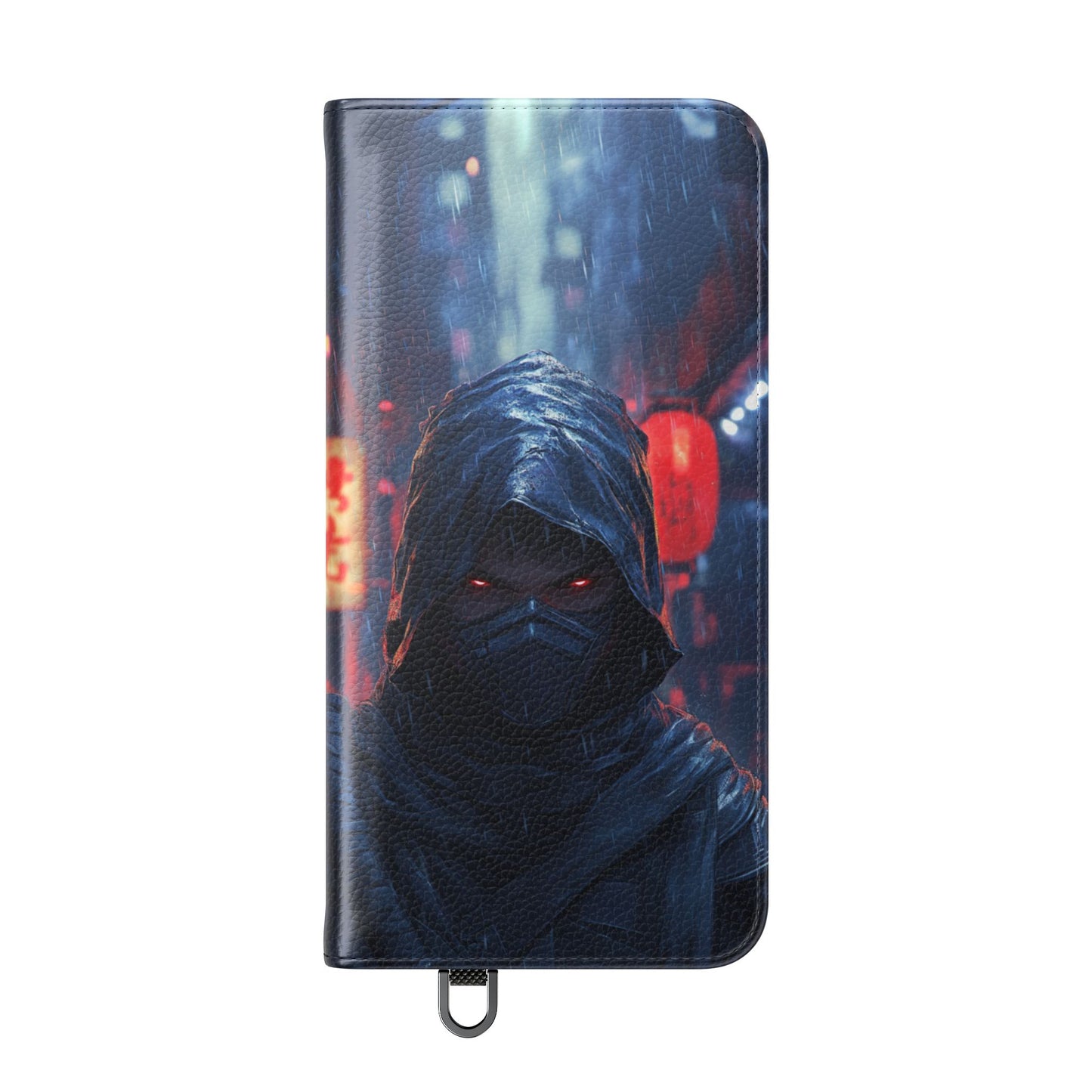 Cyberpunk Ninja Red Eyes Rain - Wallet Flip Case