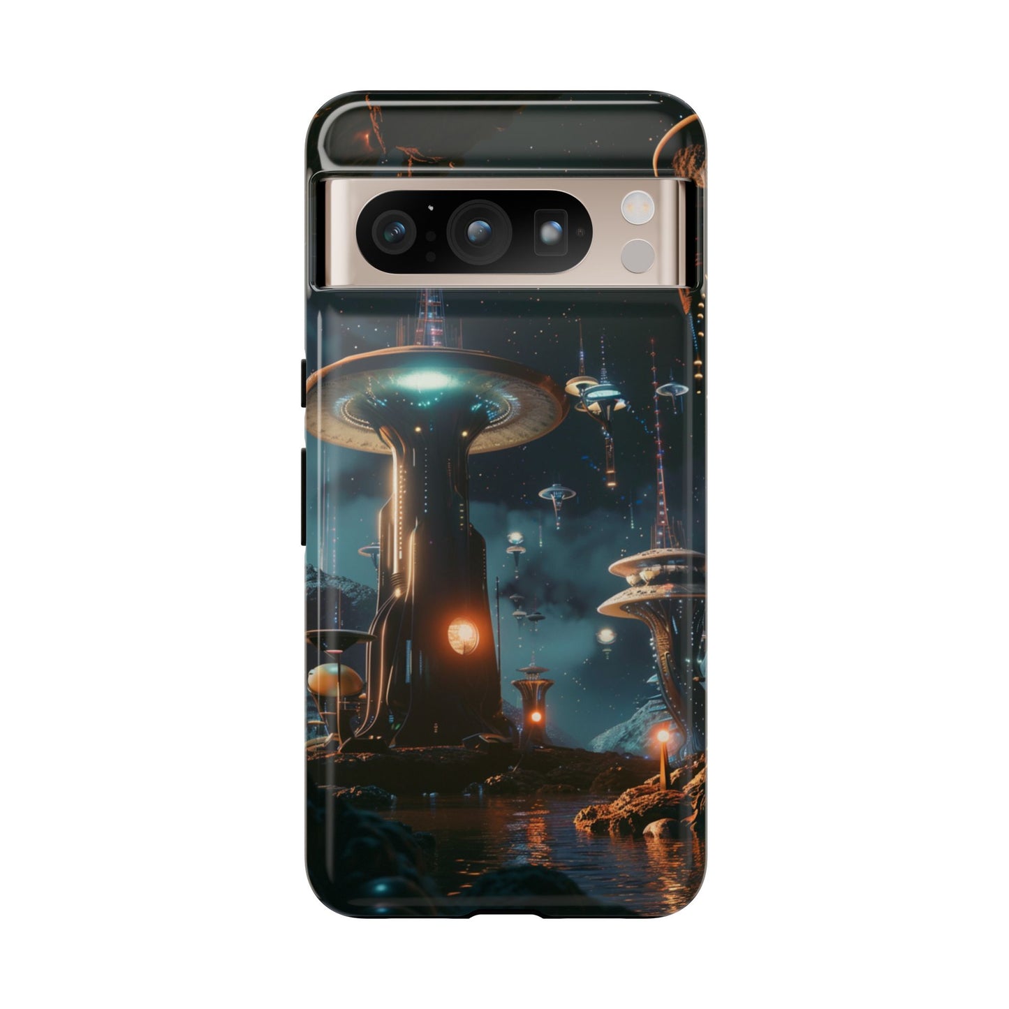 Futuristic Alien City - iPhone, Google Pixel, Samsung Galaxy