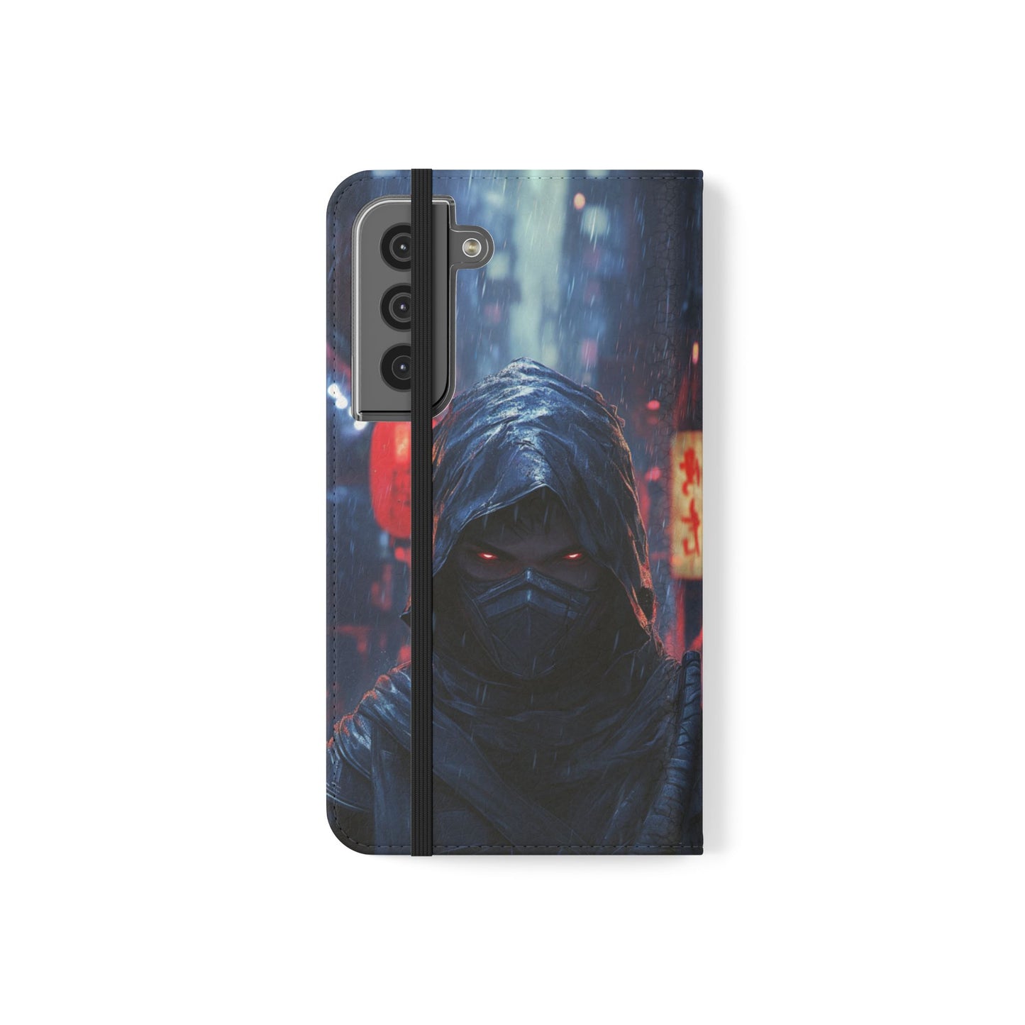 Cyberpunk Ninja Red Eyes Rain - Wallet Flip Case