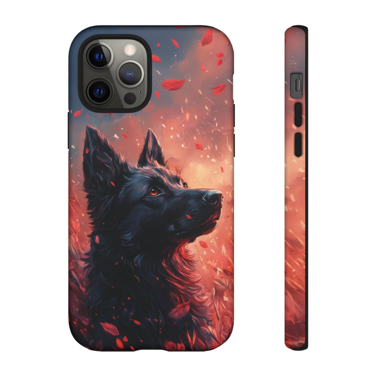 Graceful Canine in Falling Petals Phone Case – iPhone, Google Pixel, Samsung Galaxy