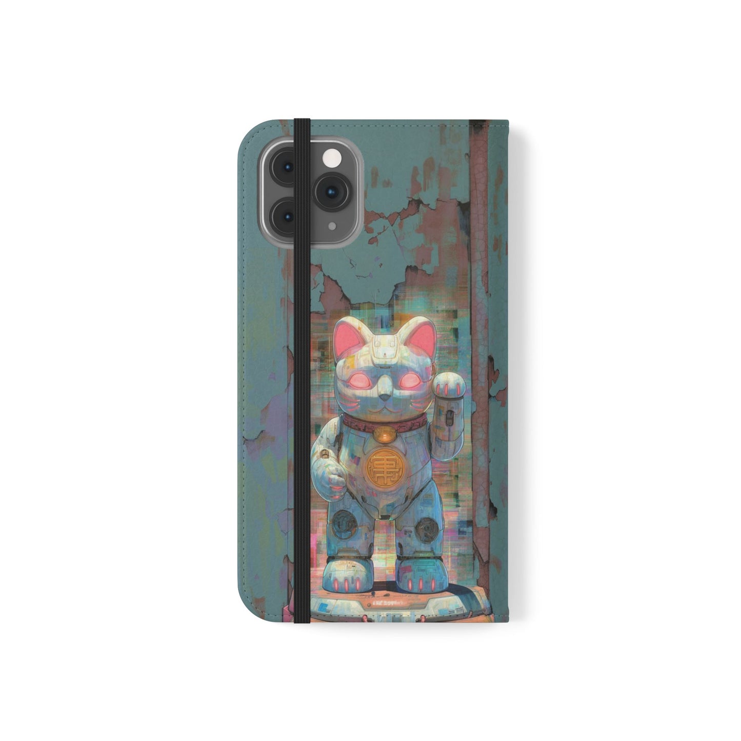 Cyber Lucky Cat - Wallet Flip Case