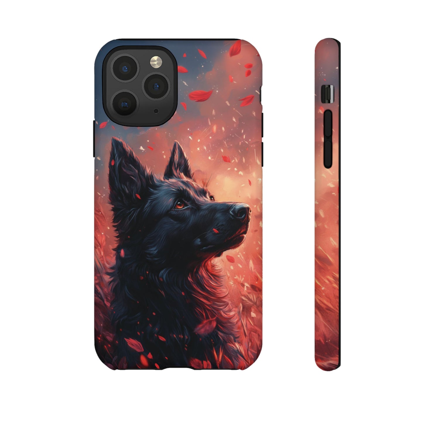 Graceful Canine in Falling Petals Phone Case – iPhone, Google Pixel, Samsung Galaxy