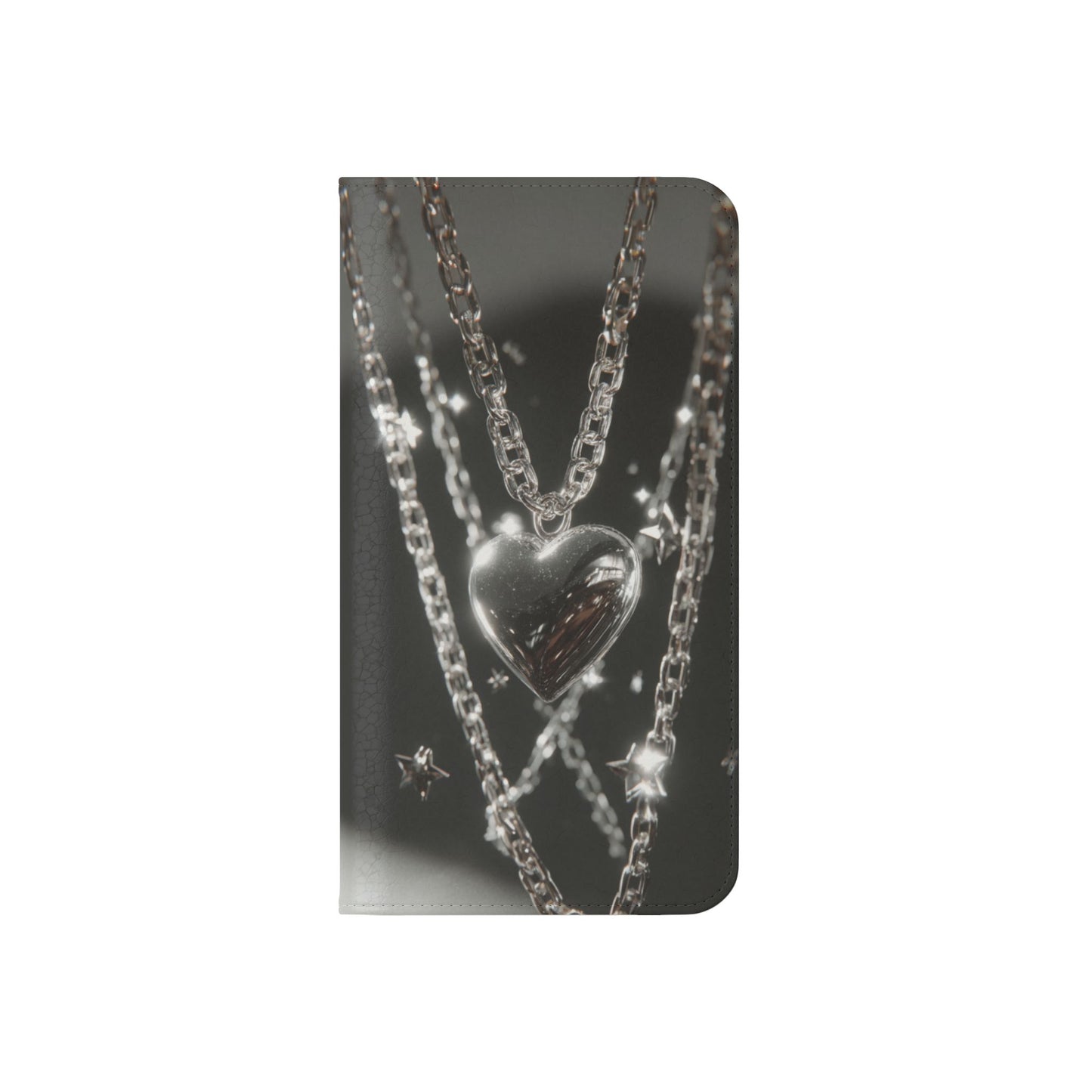 Silver Heart Chains - Wallet Flip Case