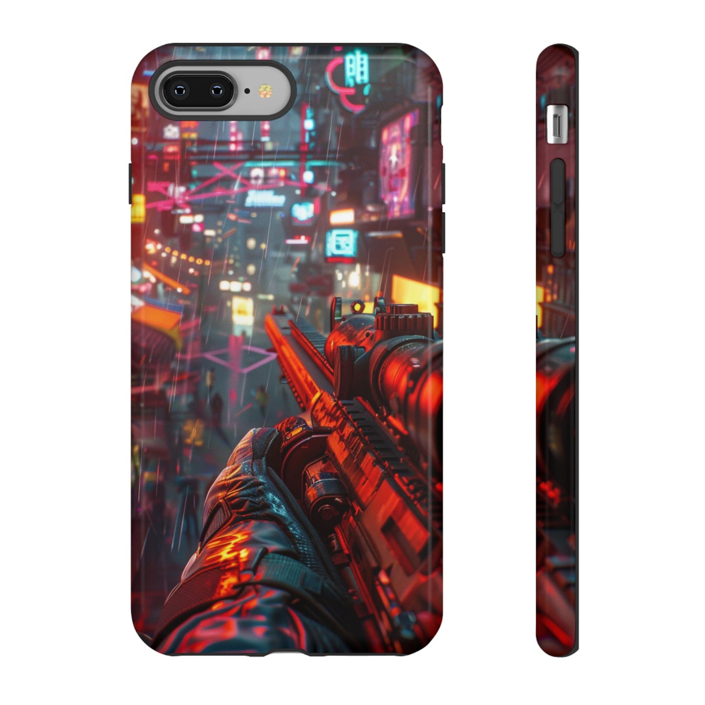 Neon Rain Sniper – Tough iPhone Case
