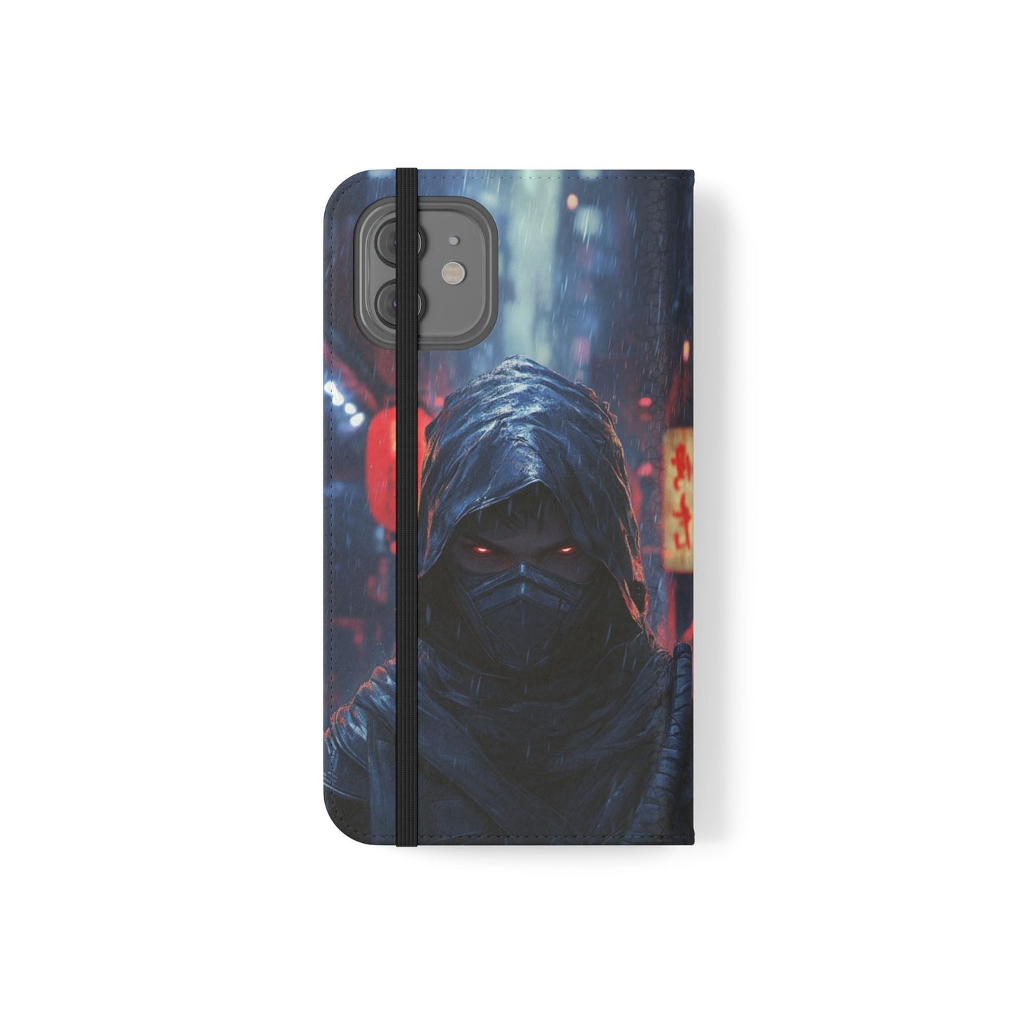 Cyberpunk Ninja Red Eyes Rain - Wallet Flip Case