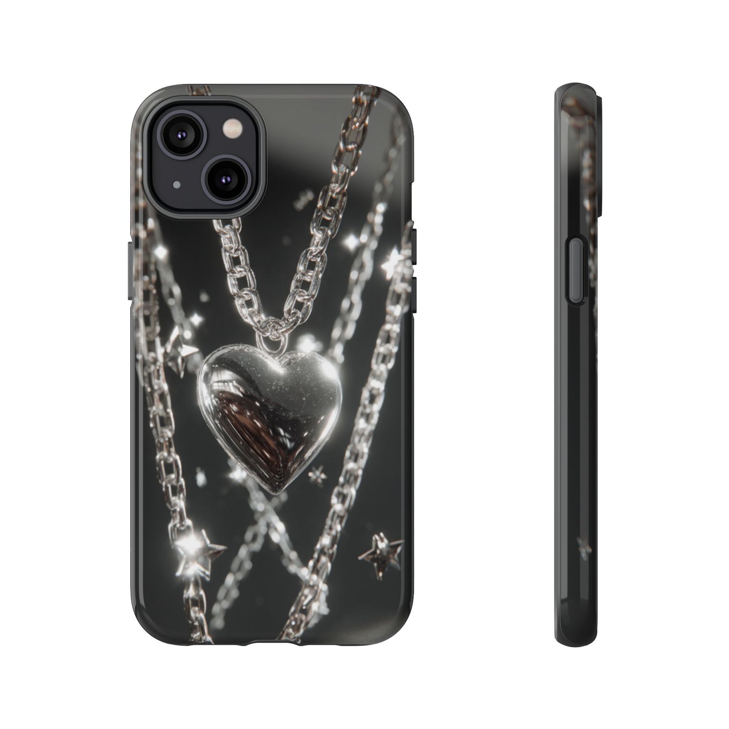 Silver Heart Chains - Tough iPhone Case