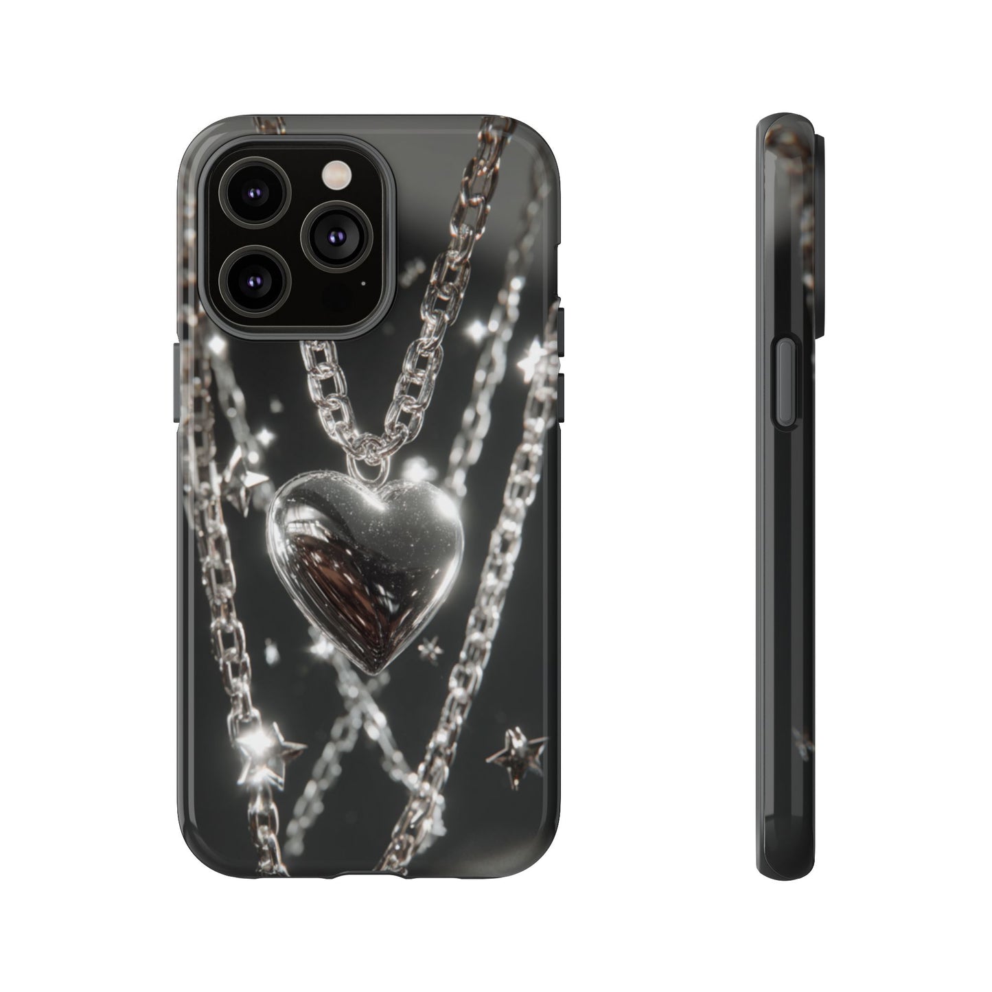 Silver Heart Chains - Tough iPhone Case
