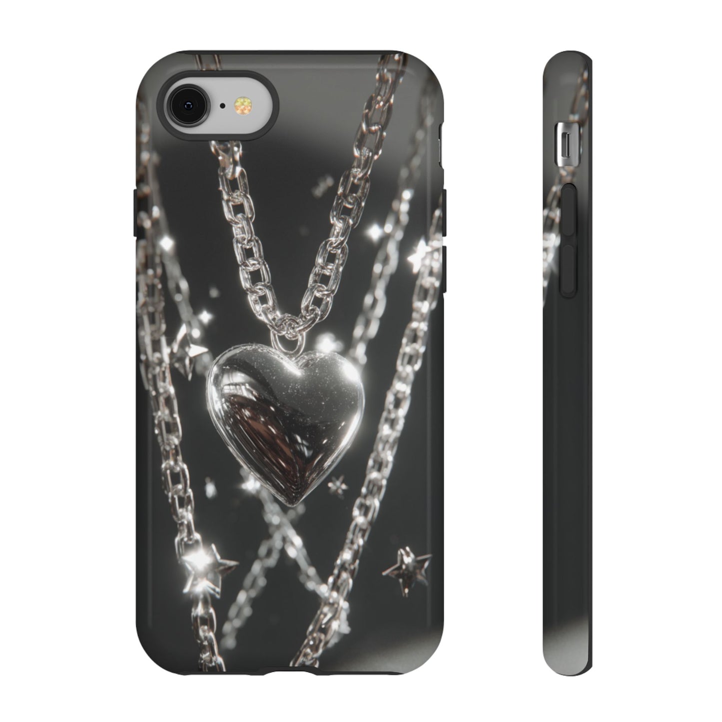 Silver Heart Chains - Tough iPhone Case