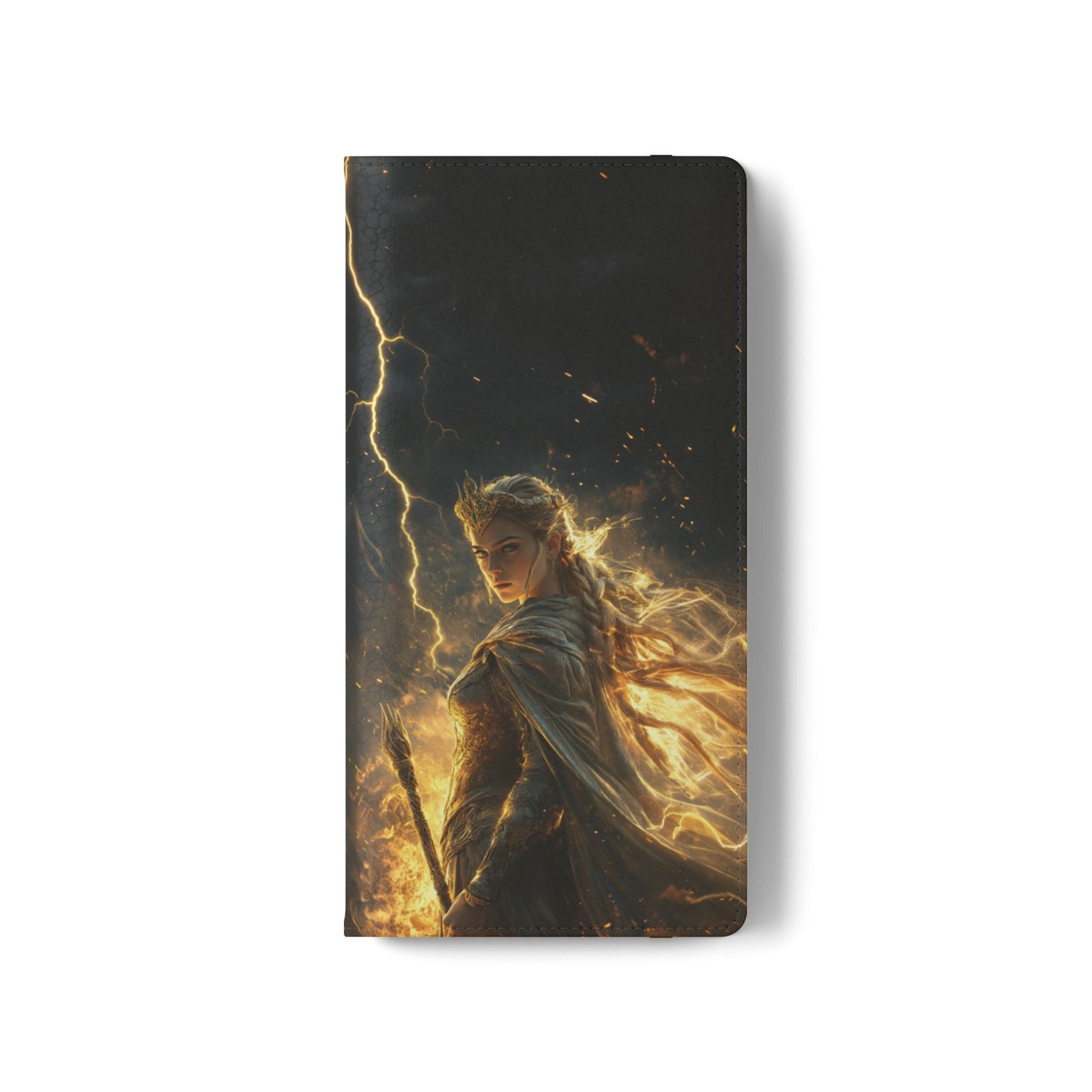 Elf Queen Golden Lightning Storm Crown - Wallet Flip Case