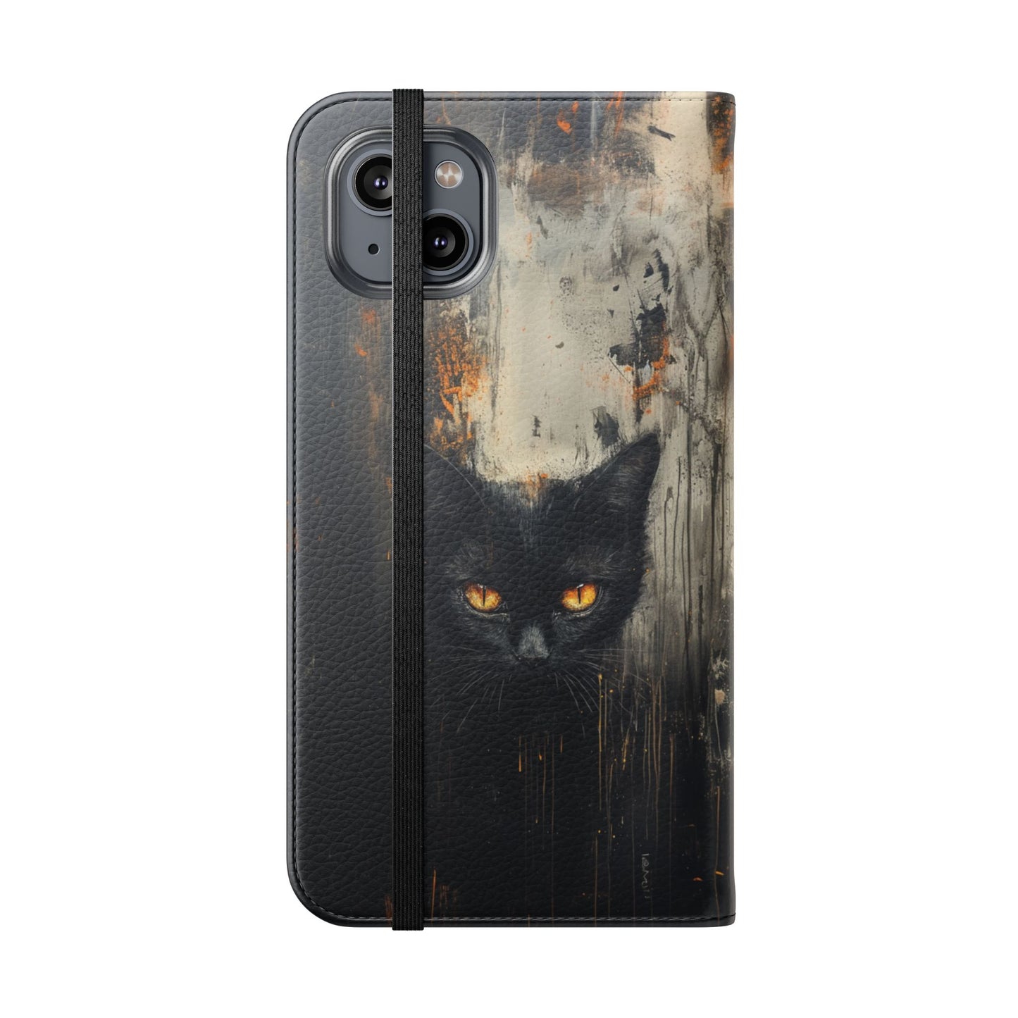 Black Cat Shadow Gaze - Wallet Flip Case