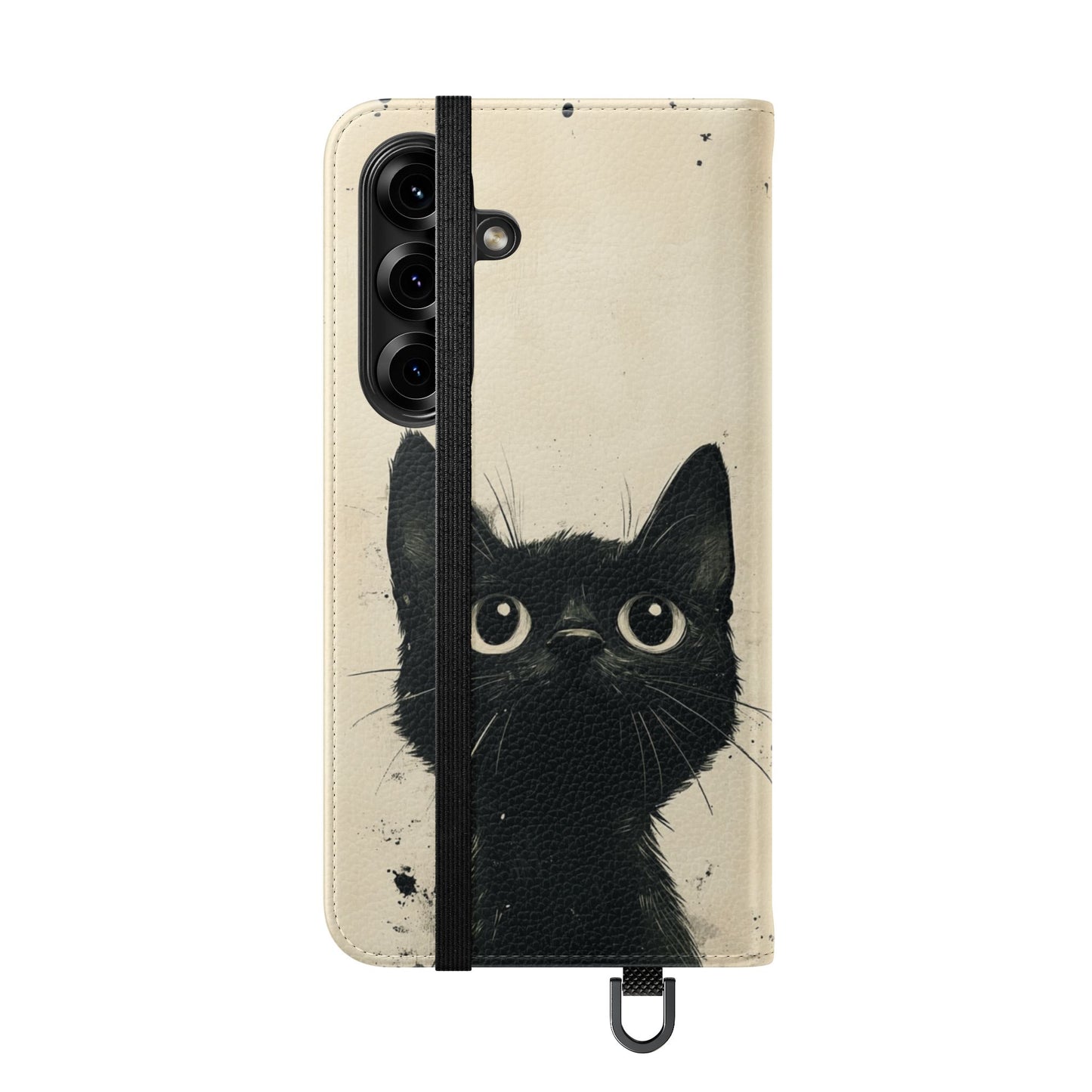 Black Cat Ink Sketch - Wallet Flip Case