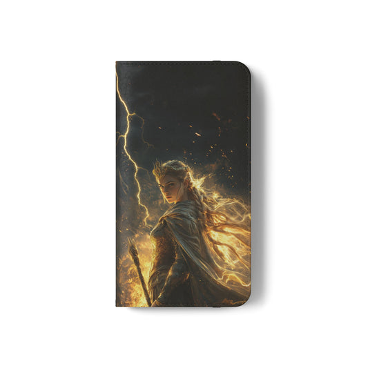 Elf Queen Golden Lightning Storm Crown - Wallet Flip Case