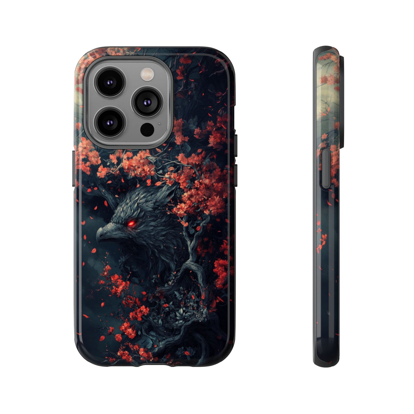 Crimson Raven Bloom – Tough iPhone Case