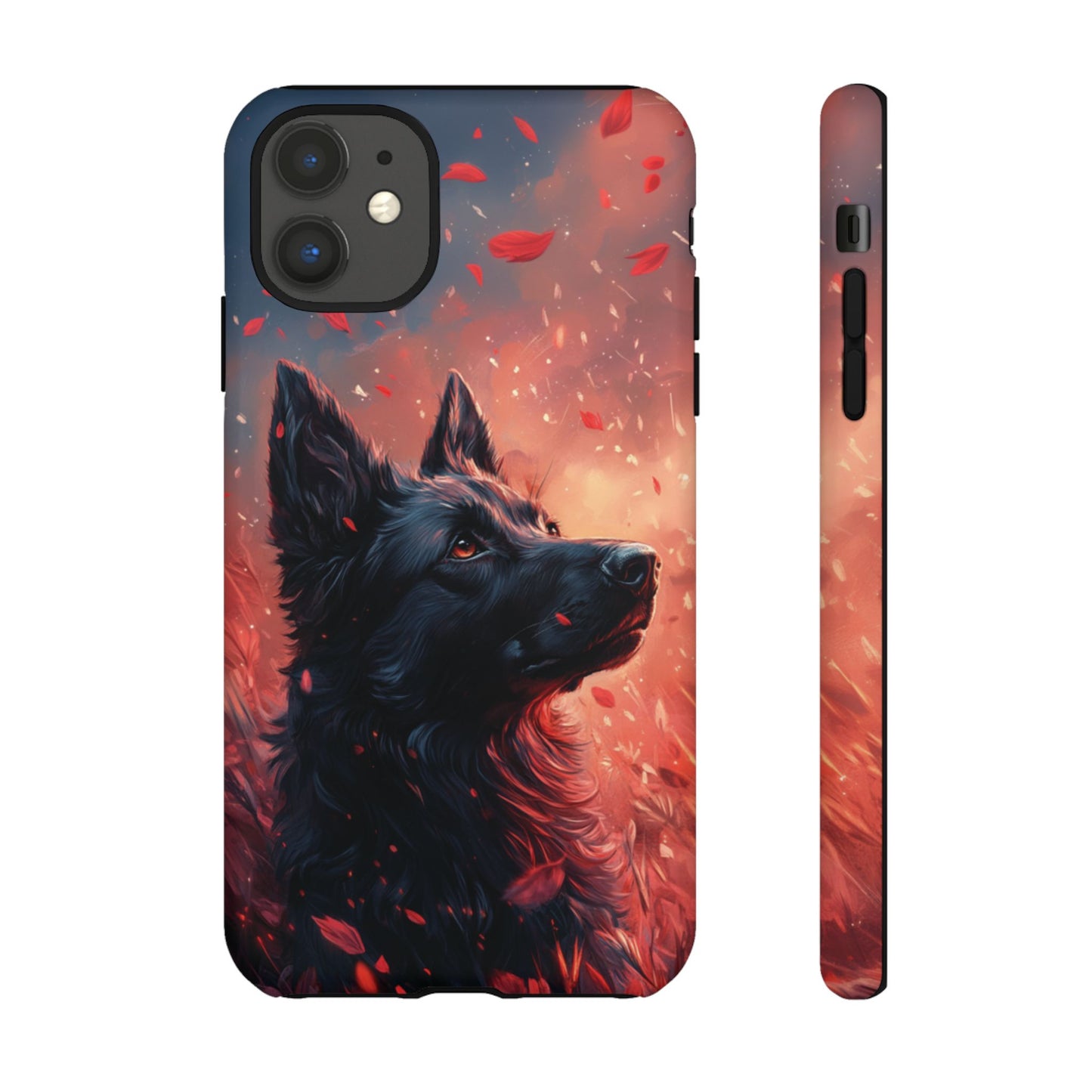 Graceful Canine in Falling Petals Phone Case – iPhone, Google Pixel, Samsung Galaxy