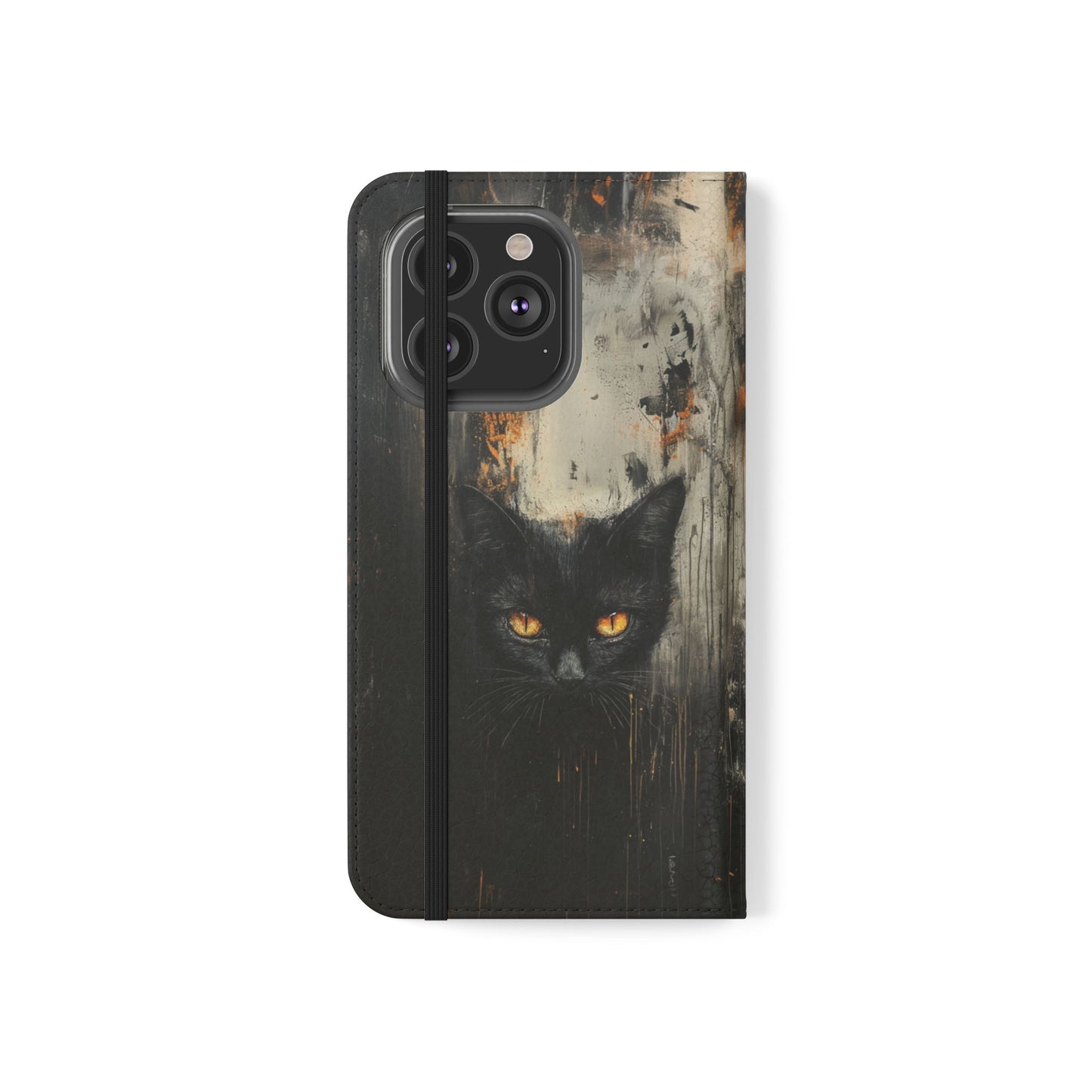 Black Cat Shadow Gaze - Wallet Flip Case