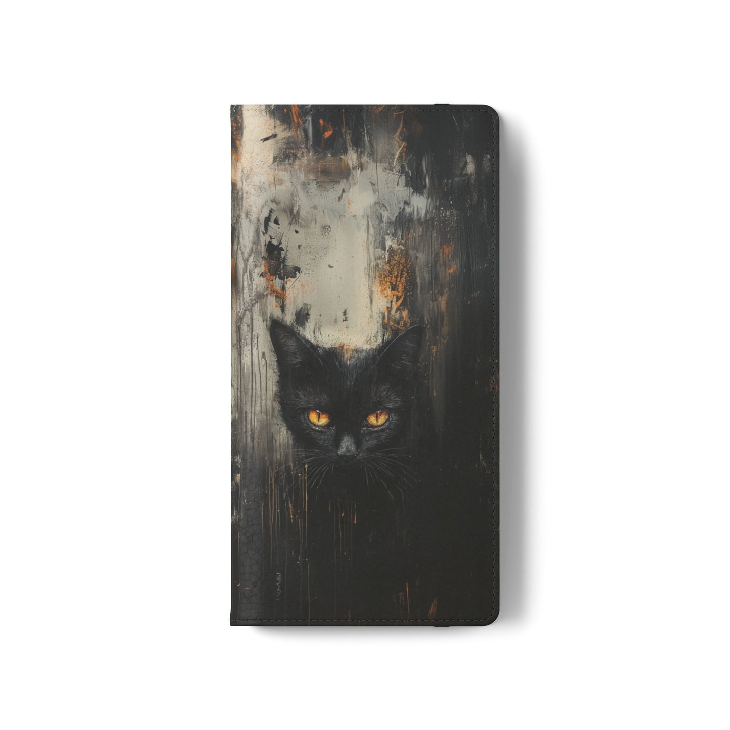Black Cat Shadow Gaze - Wallet Flip Case