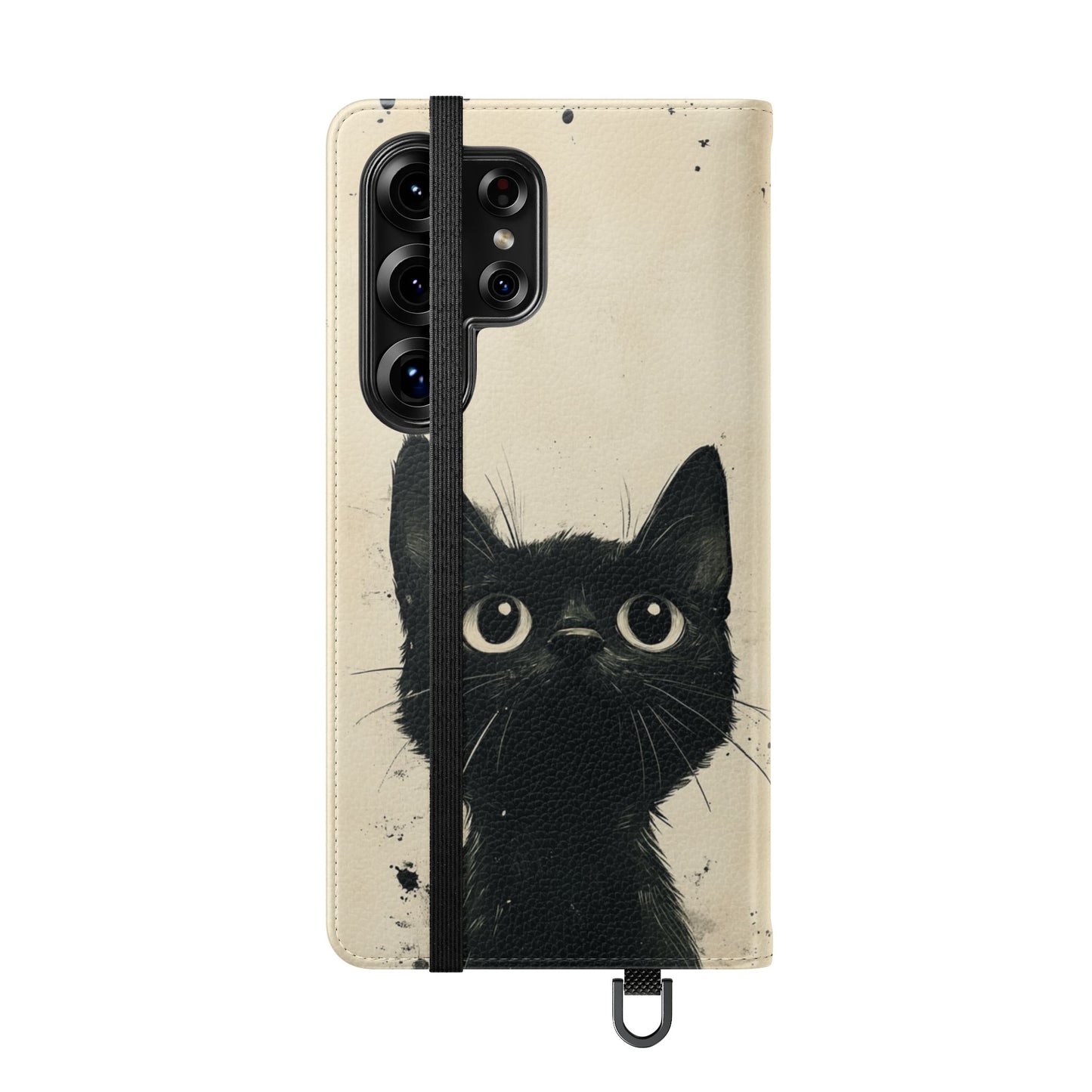 Black Cat Ink Sketch - Wallet Flip Case