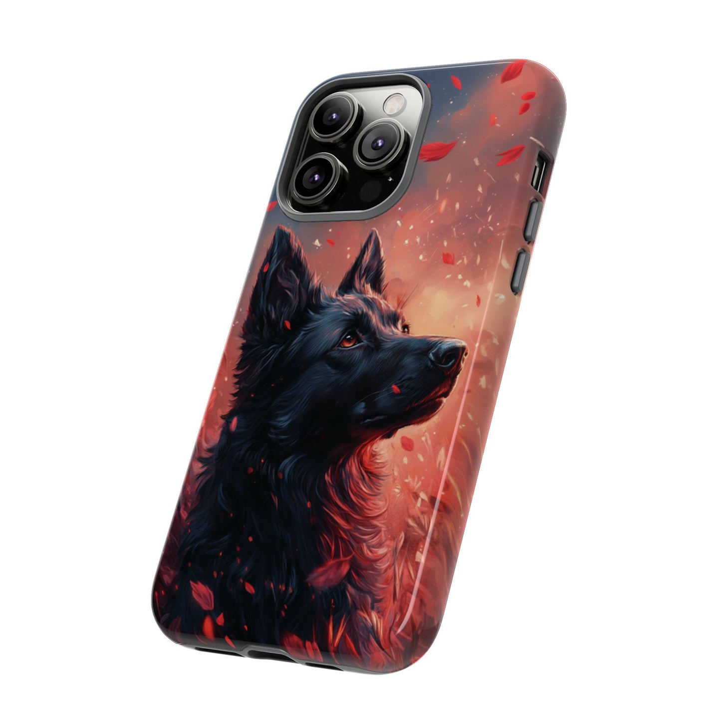 Graceful Canine in Falling Petals Phone Case – iPhone, Google Pixel, Samsung Galaxy