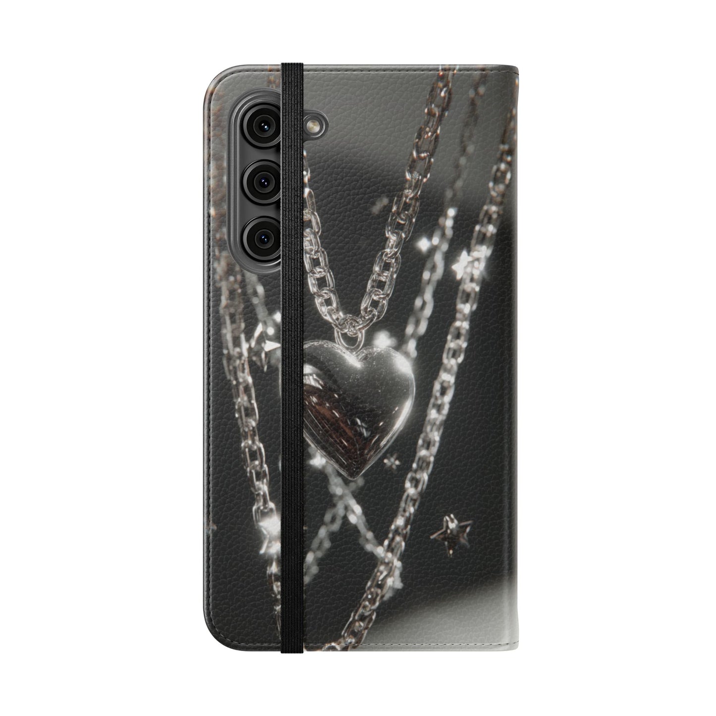 Silver Heart Chains - Wallet Flip Case
