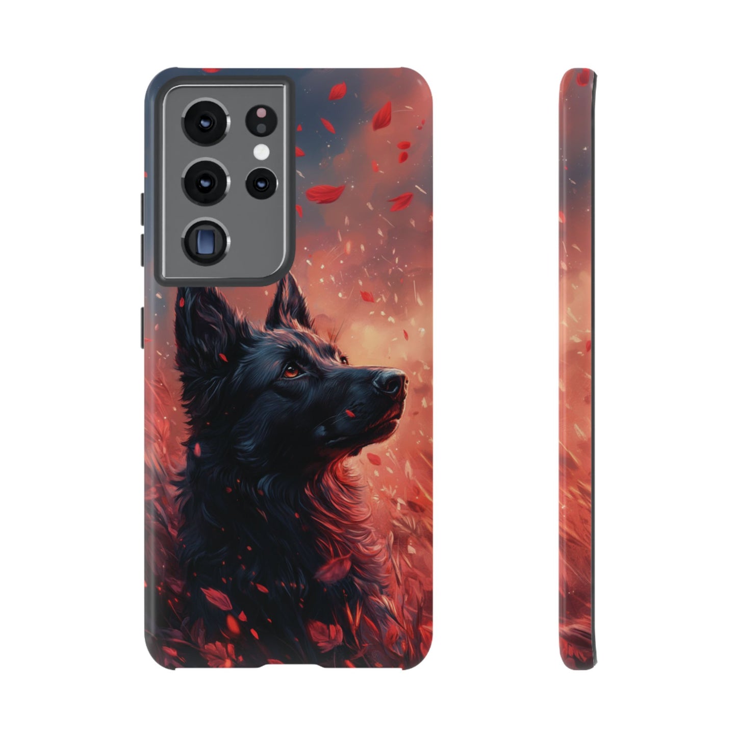 Graceful Canine in Falling Petals Phone Case – iPhone, Google Pixel, Samsung Galaxy