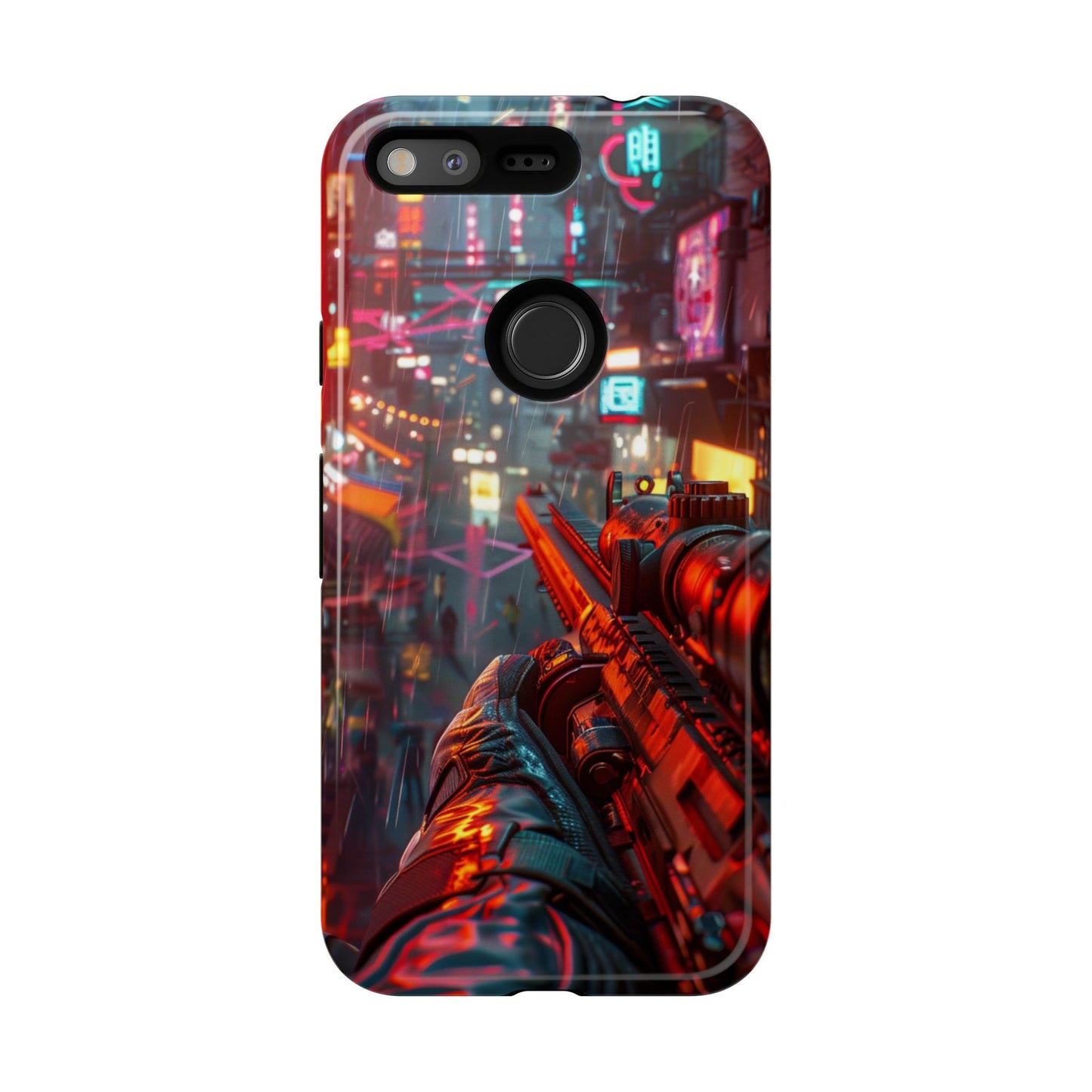 Neon Rain Sniper – Tough Google Pixel Case