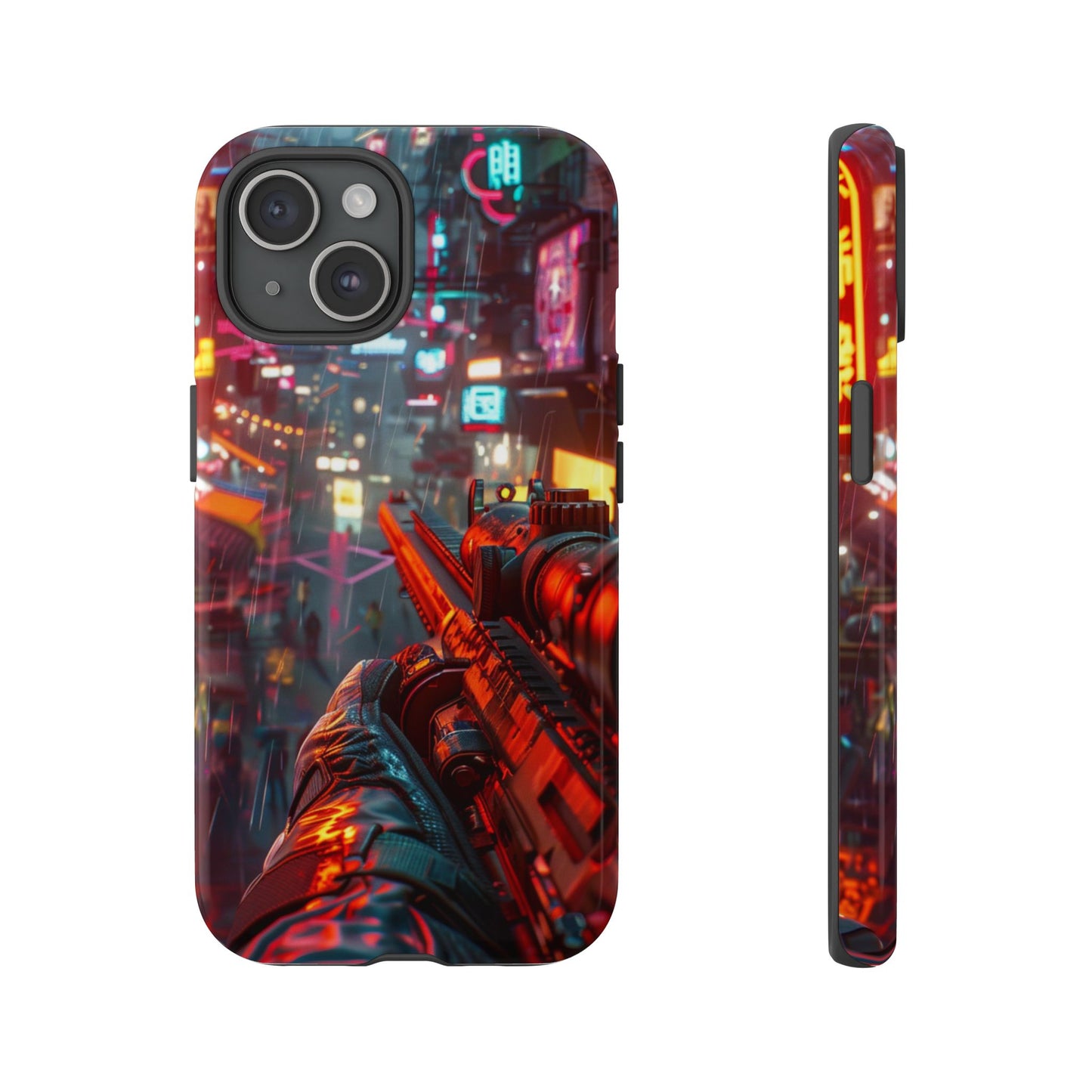 Neon Rain Sniper – Tough iPhone Case