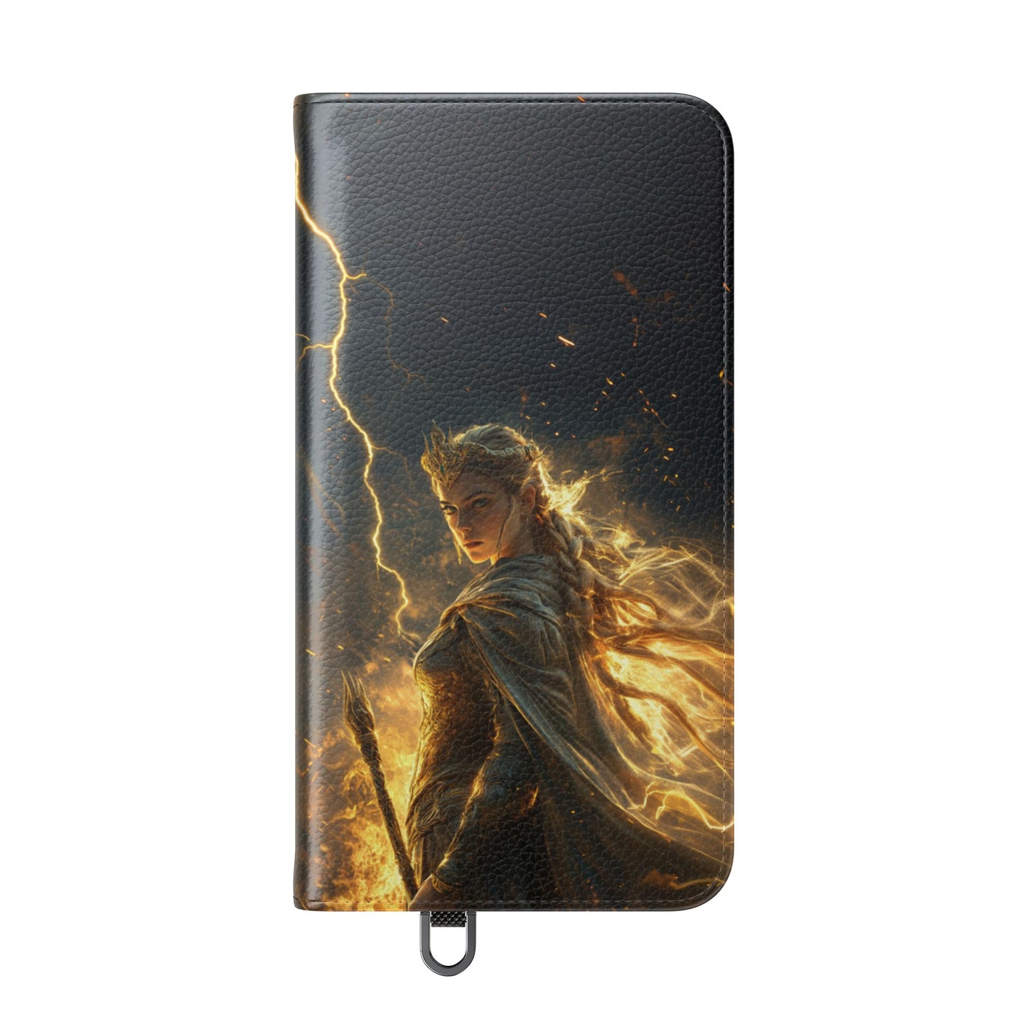 Elf Queen Golden Lightning Storm Crown - Wallet Flip Case